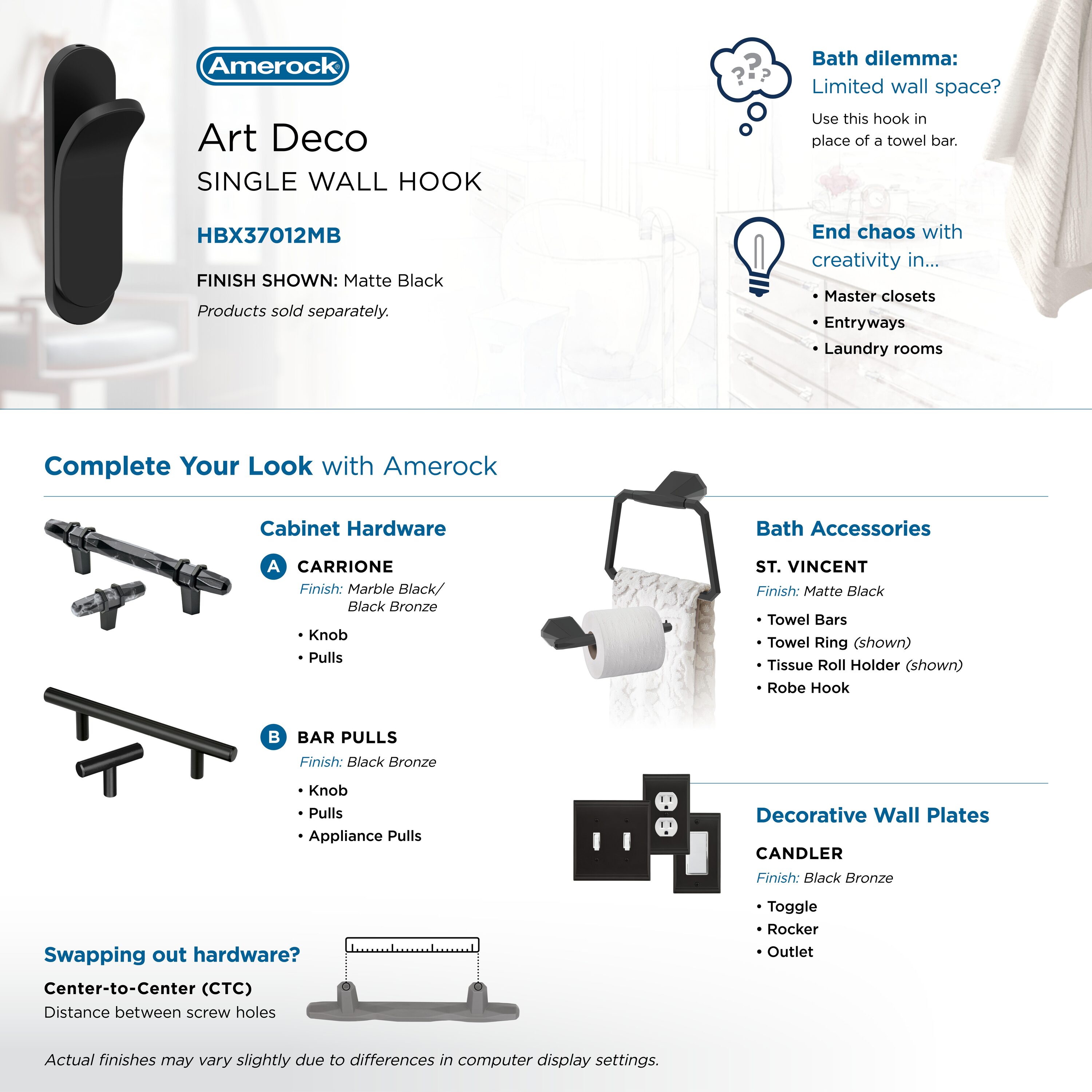 Amerock HBX37012MB Decorative-Wall-Hooks - View #6