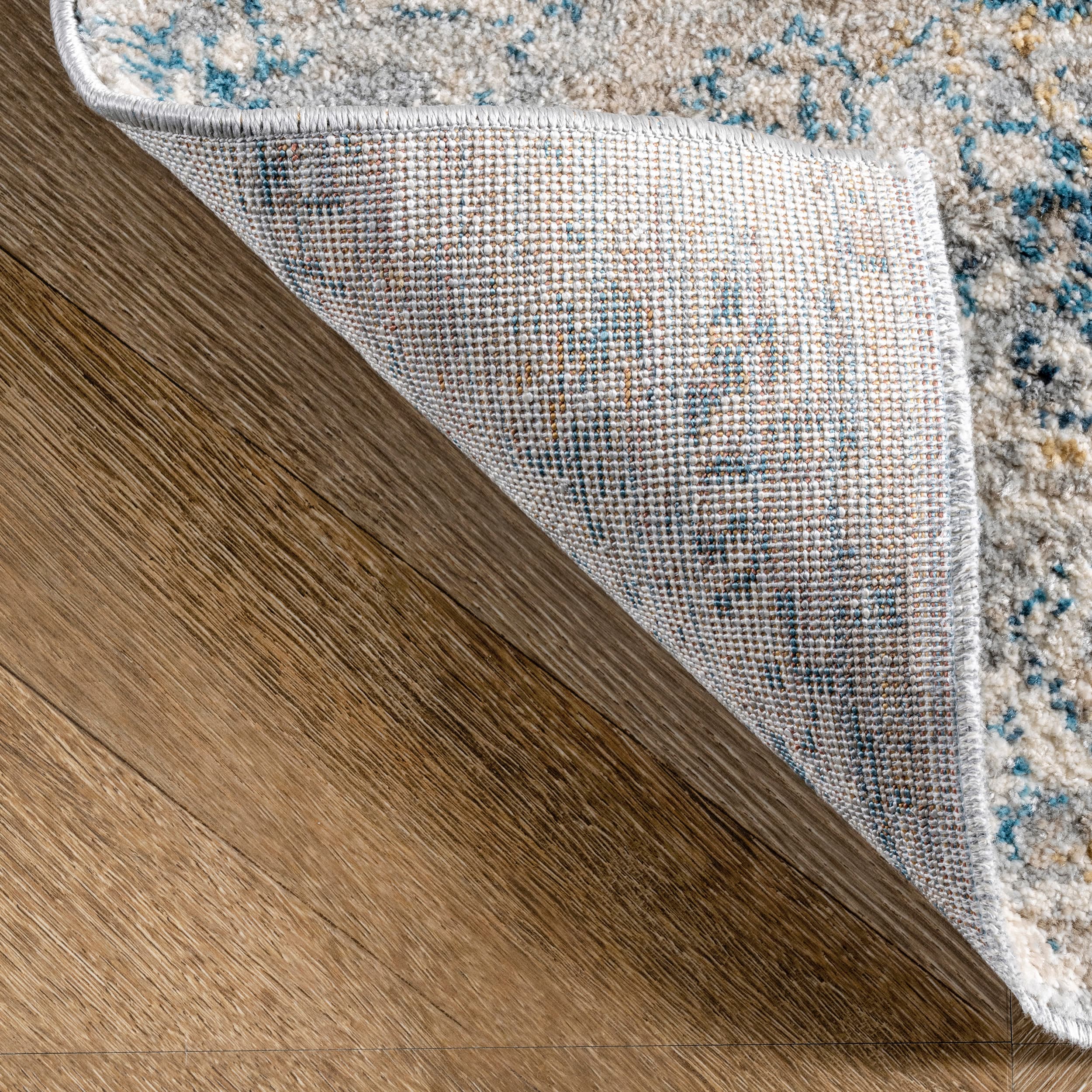 Blue Medallion Synthetic Easy Care Area Rug