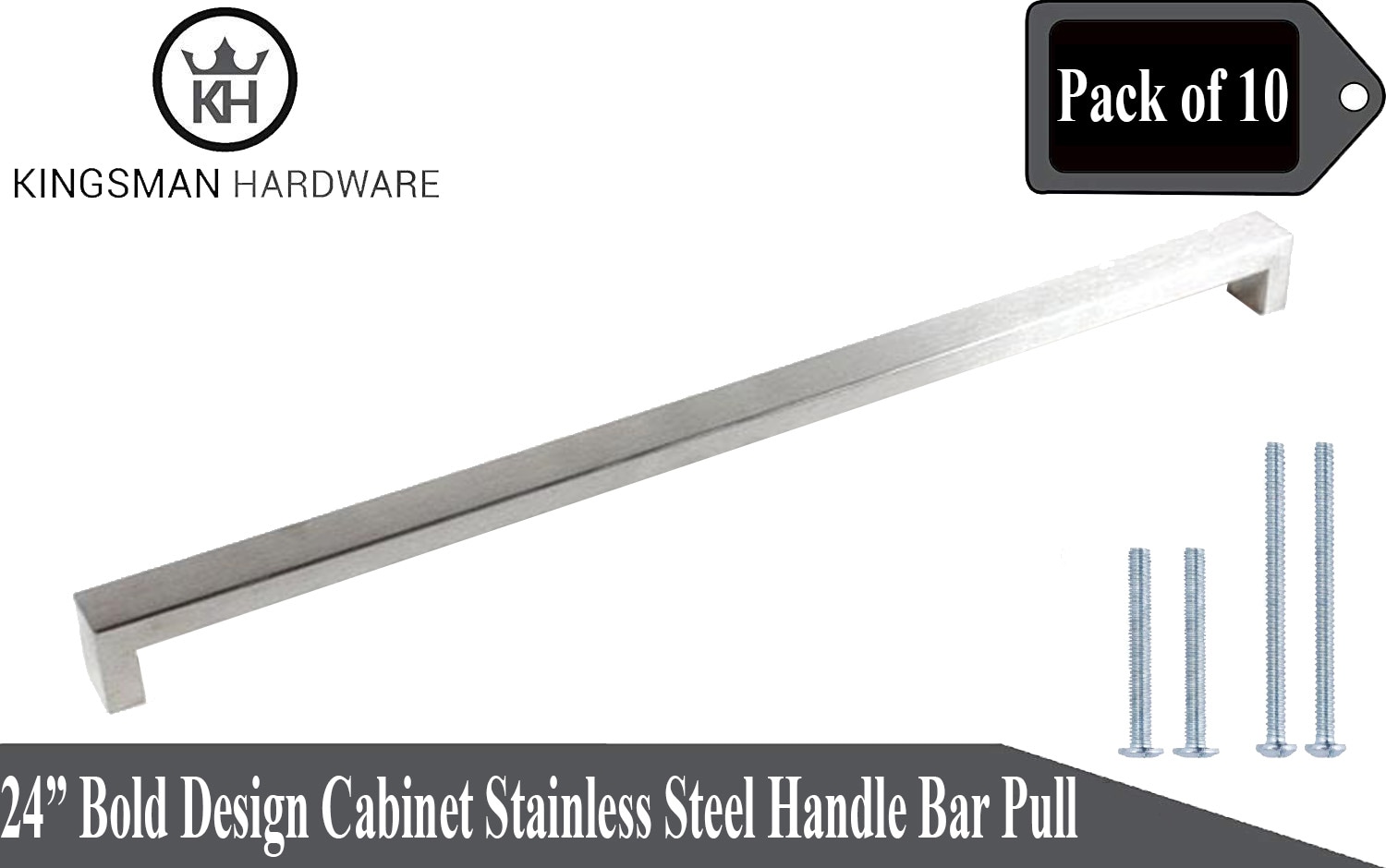 Kingsman Hardware Bold series 24-in (592Mm) Center to Center Brushed Nickel Rectangular Bar Drawer Pulls (10-Pack) 711-24-10 simolary.com 11 Kingsman Hardware Bold series 24-in (592Mm) Center to Center Brushed Nickel Rectangular Bar Drawer Pulls (10-Pack) 711-24-10 Simolary simolary.com 11