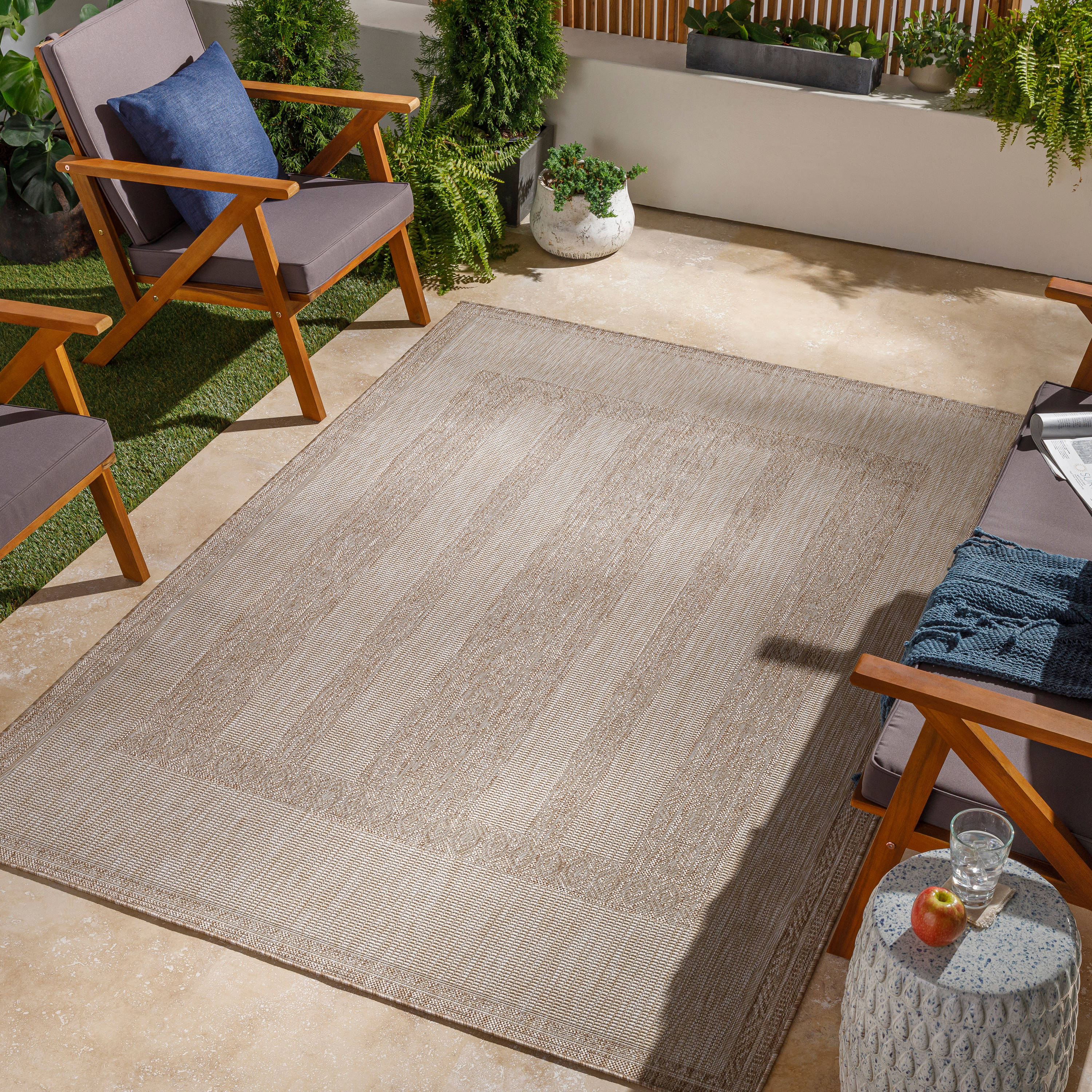 Livabliss TRG2303-679 Tuareg 7 x 9 (ft) Polypropylene Cream Rectangular Indoor/Outdoor Tribal Global Area rug