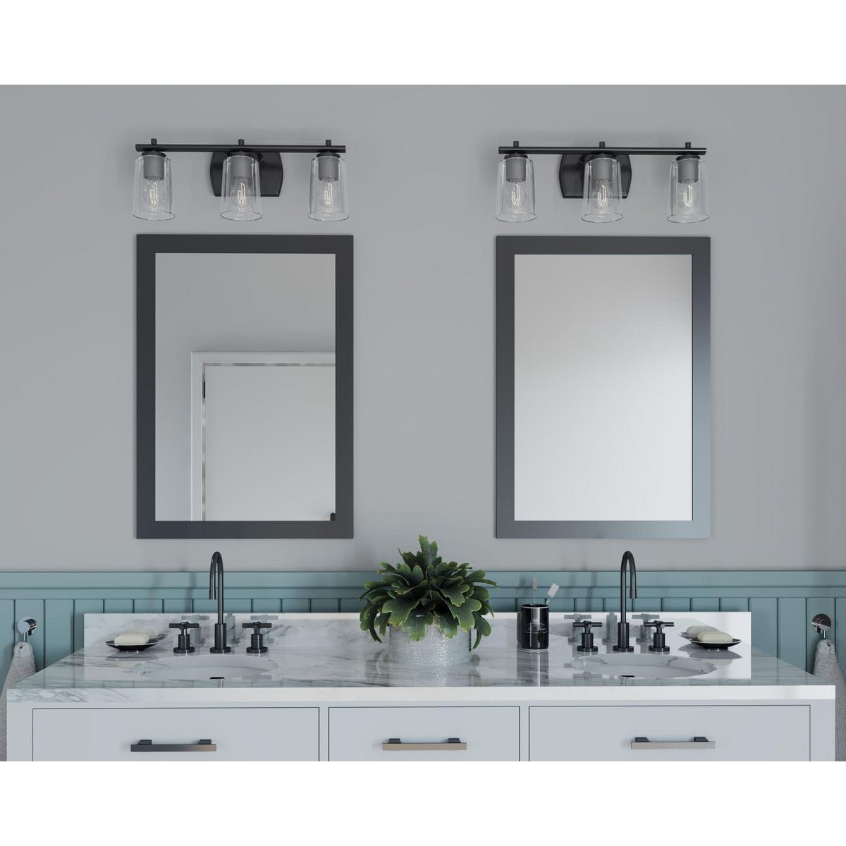 Progress Lighting Adley 23-in 3-light Matte Black Traditional Vanity 