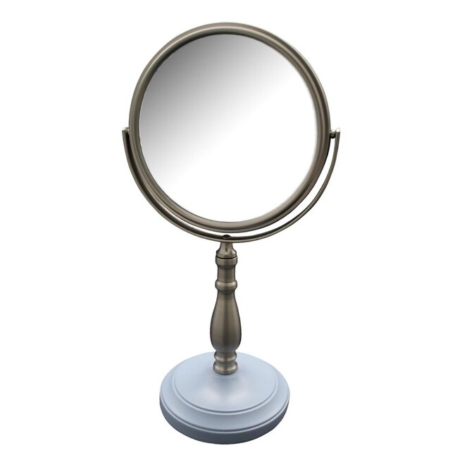 Elegant Home Fashions Briggs 7.5-in x 13.75-in Satin Nickel Double-Sided Magnifying Countertop Vanity Mirror Elegant Home Fashions Briggs 7.5-in x 13.75-in Satin Nickel Double-Sided Magnifying Countertop Vanity Mirror
