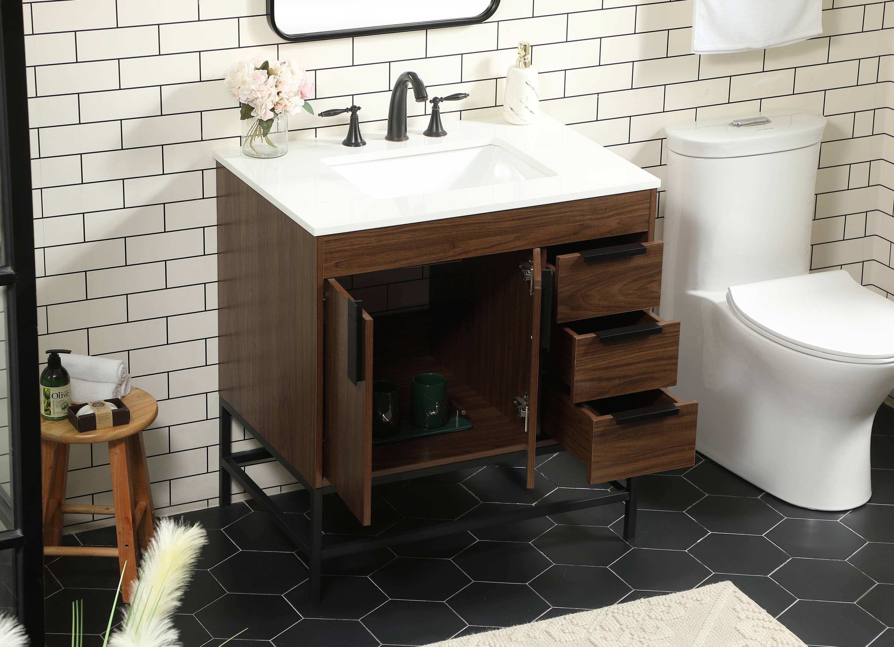 Elegant Decor HF146496MWT Bath-Vanity-Combo - View #4