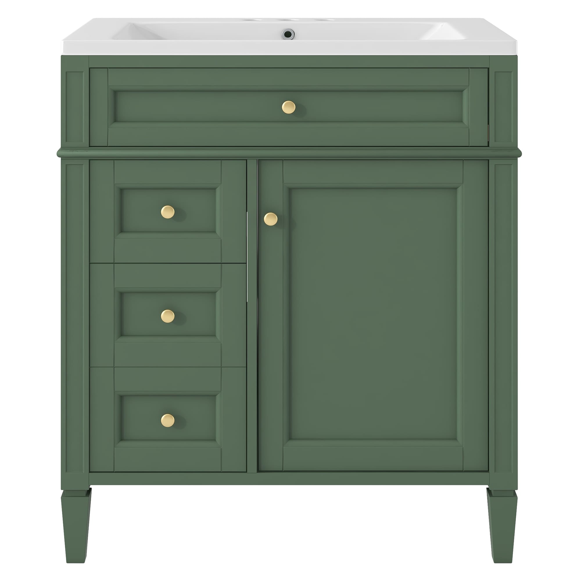 Siavonce ZX-90447 30-in Green Single sink Bathroom Vanity with White Ceramic Top