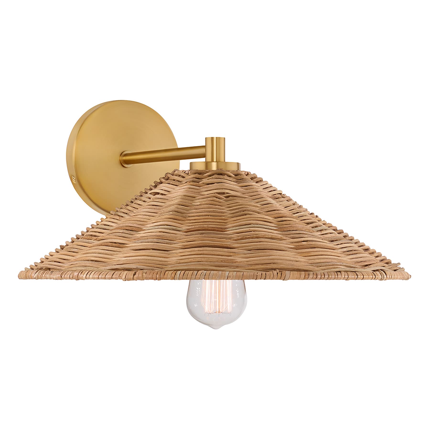 Meridian Lite Trends M90106NB 1-Light Wall Sconce in Natural Brass 15-in W 1 -Light Antique Brass Bohemian/global Wall Sconce