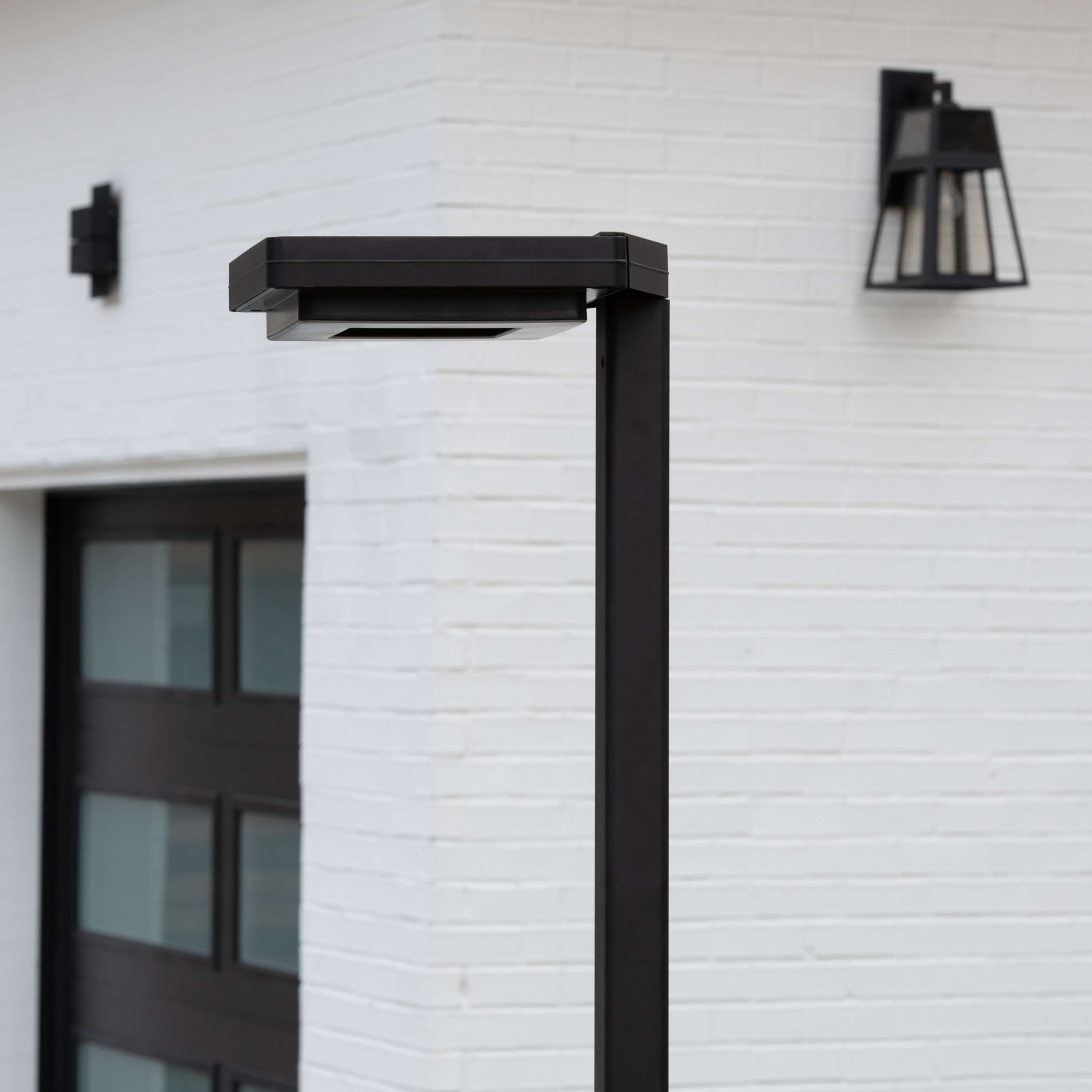 Contemporary Black Aluminum 99" LED Solar Lamp Post