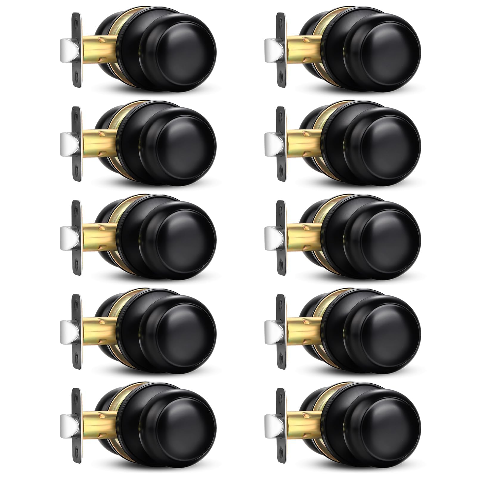 Vrbgify 10 Pack Black Passage Door Knobs Round Reversible Interior ...