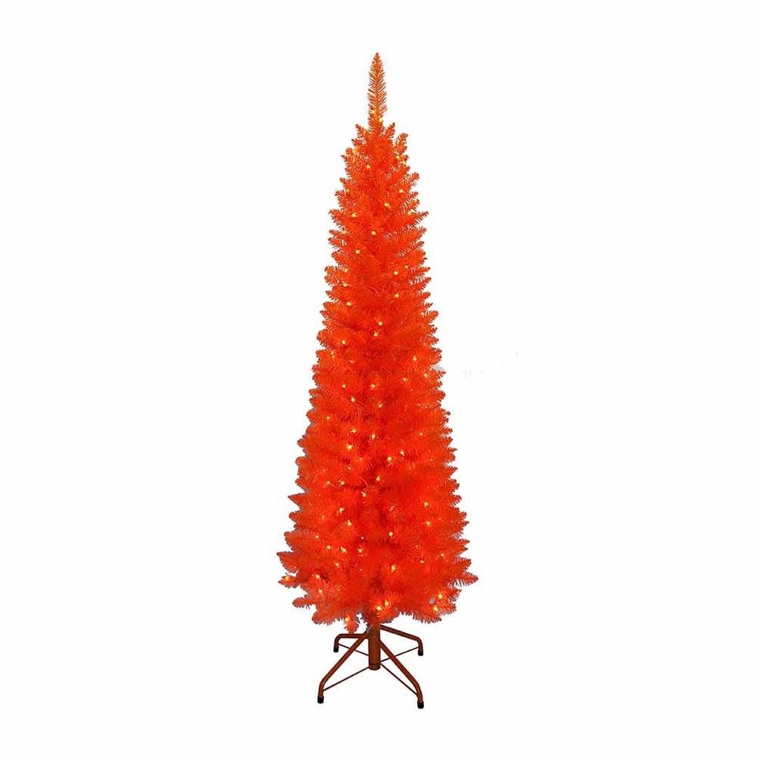 Kurt S. Adler - 5-Foot Pre-Lit Orange Incandescent Orange Slim Tree