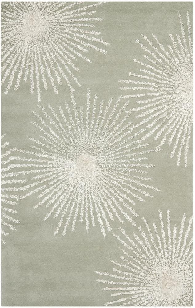 Safavieh SOH712K-5 Soho Starburst 5 x 8 (ft) Tufted Wool Gray/Ivory Rectangular Indoor Abstract Area rug
