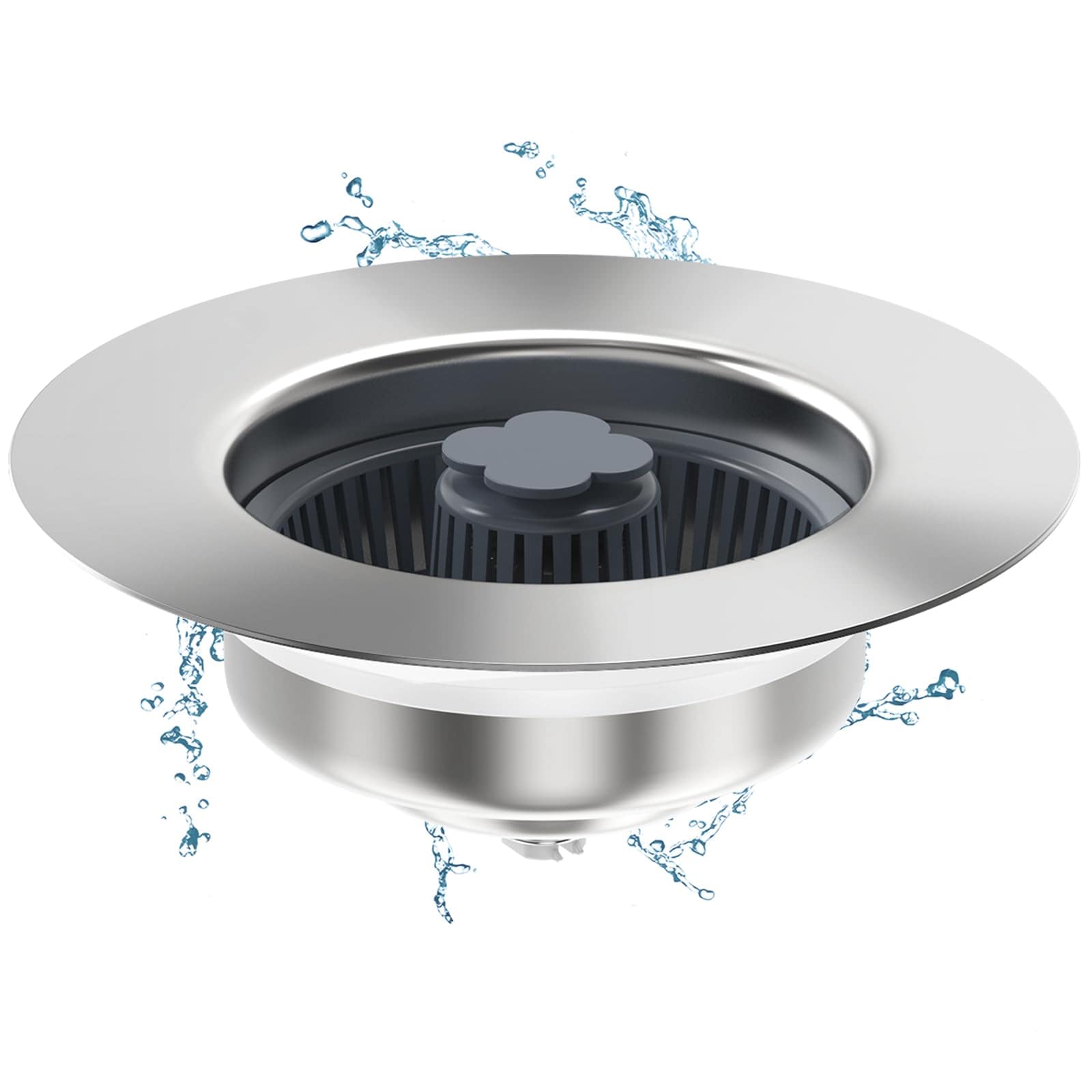 Phewnyzo  Universal 3 in 1 Kitchen Sink Drain Strainer Kit Stainless Steel Pop Up Stopper with Deep Basket Fast Drainage Fits Standard Three and