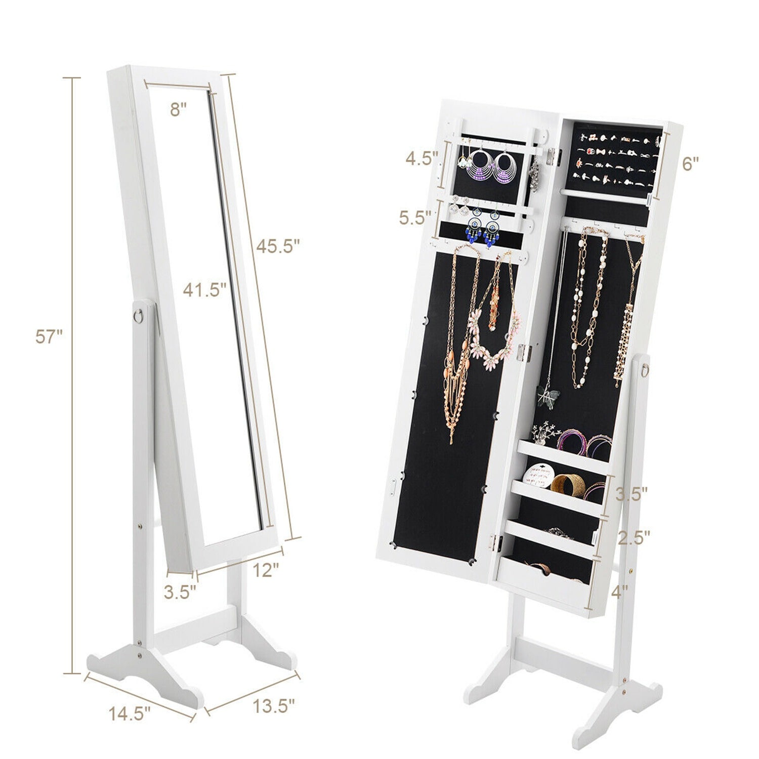 Costway CSHY001379 Jewelry-Armoires - View #3