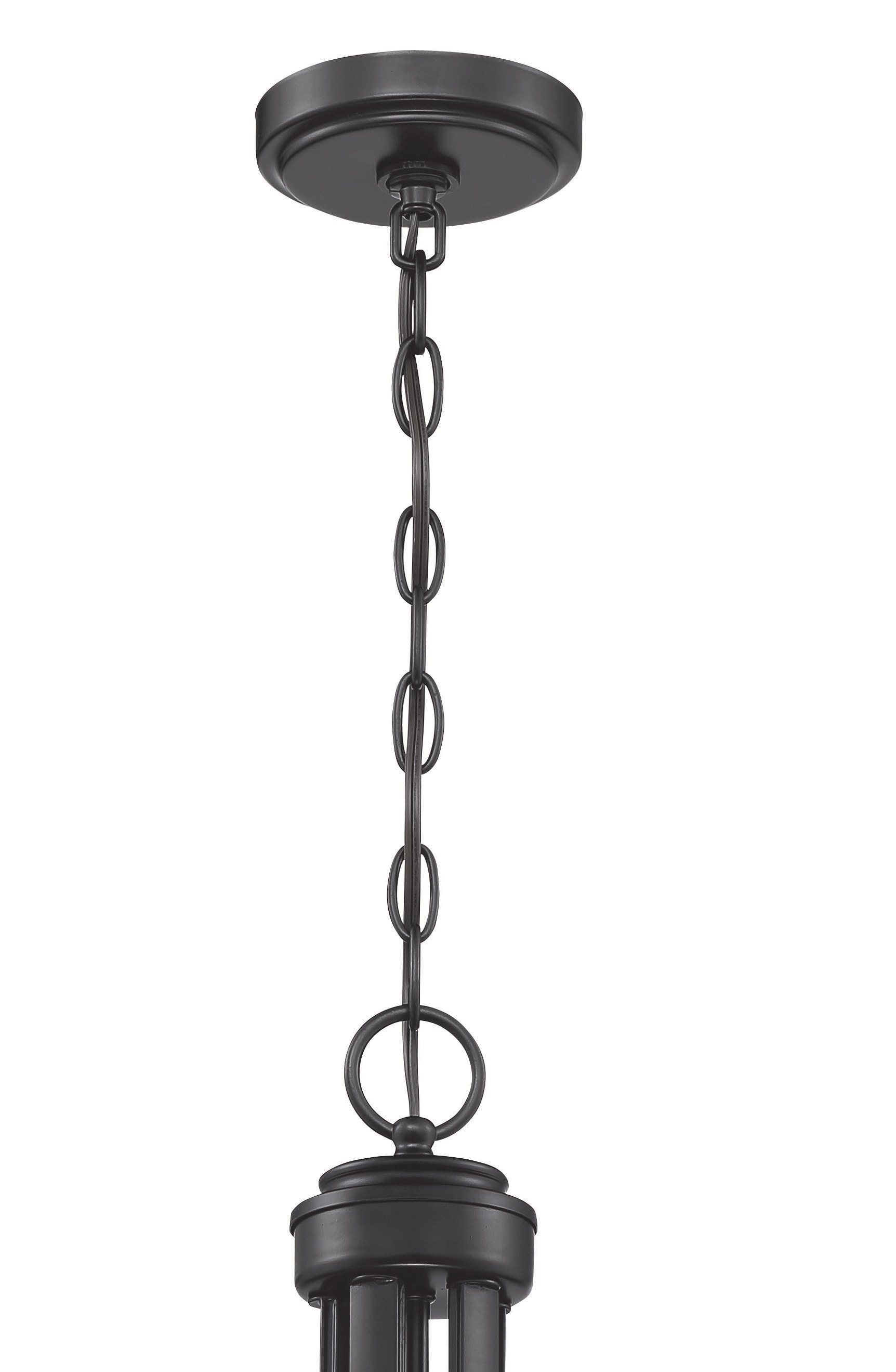 Flat Black and Clear Seeded Glass 5-Light Chandelier