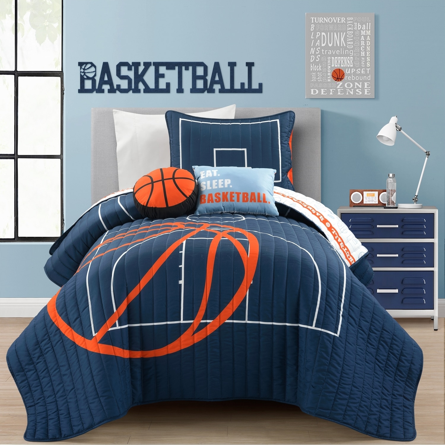 Lush Decor 21T011976 Navy Solid Reversible Twin Quilt