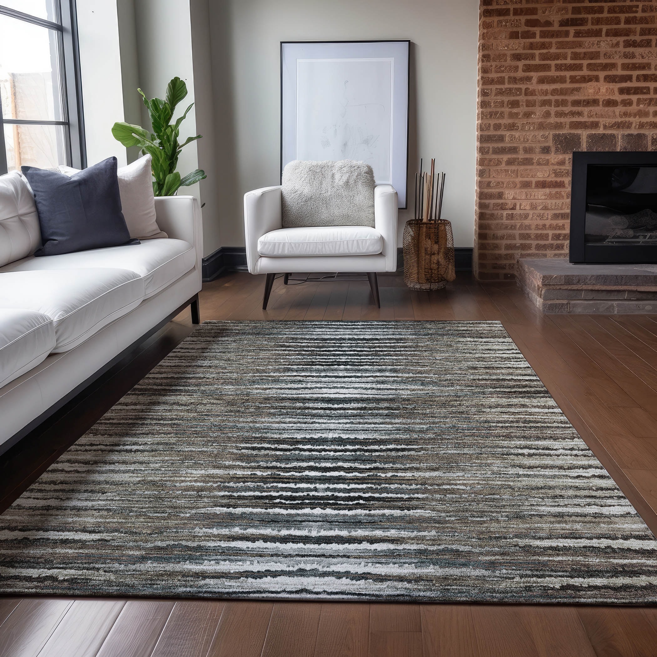 Addison Rugs ACN604BR3X5 Chantille ACN604BR 3 x 5 (ft) Polyester Brown Rectangular Indoor/Outdoor Abstract Machine washable Area rug
