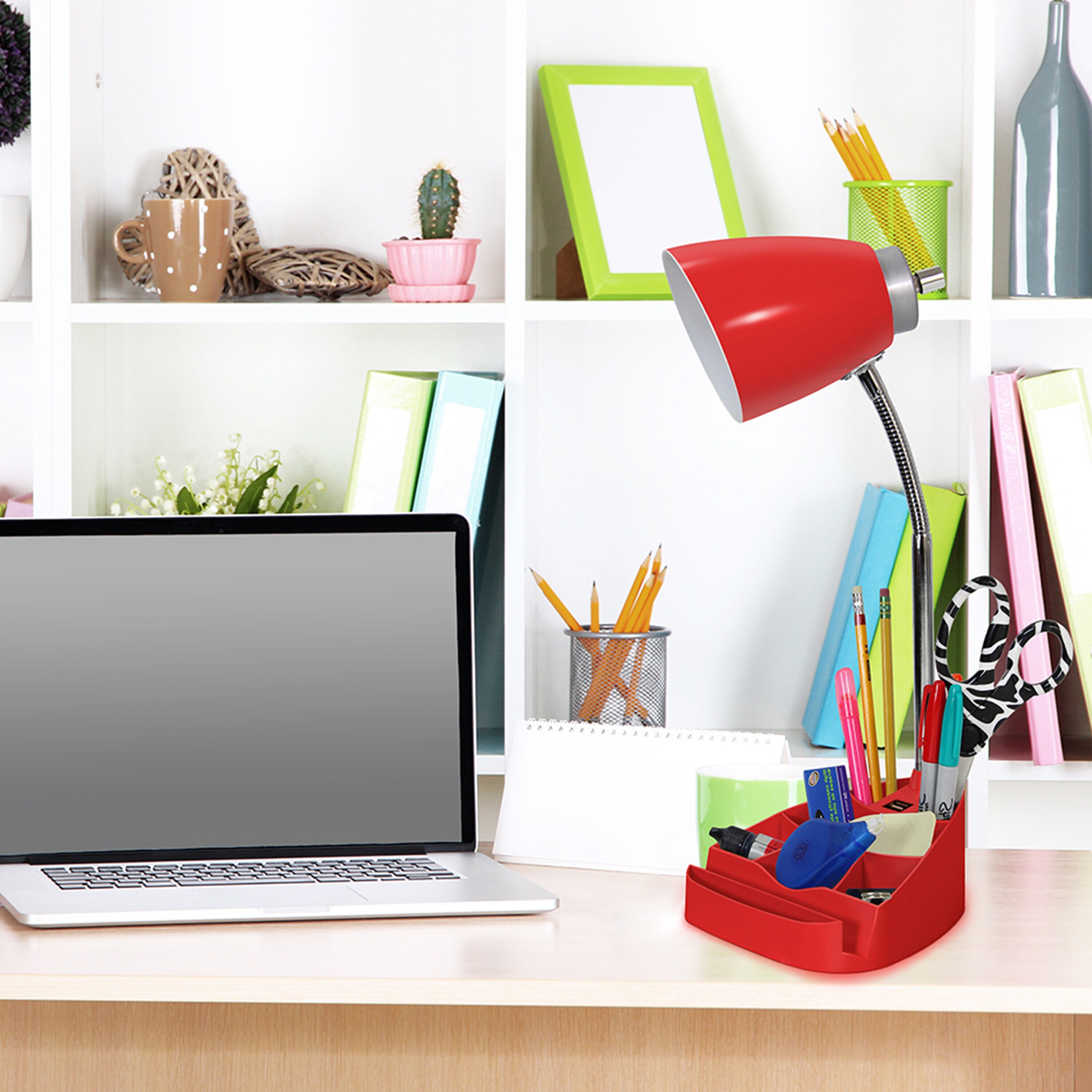 LimeLights LD1056-RED 18.5-in Red Swing-arm Desk Lamp with Plastic Shade