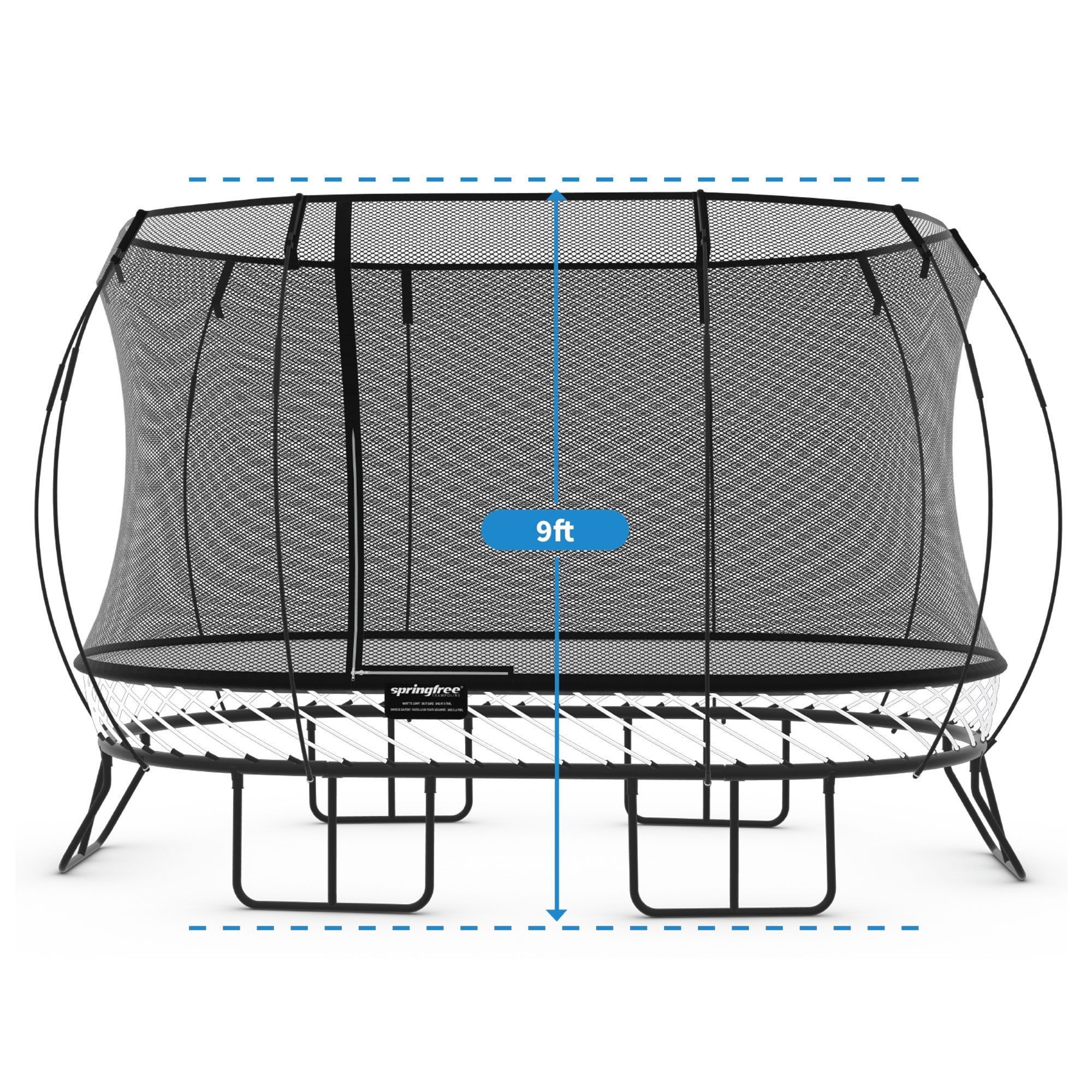Black Oval Springless Trampoline with Safety Enclosure and Ladder