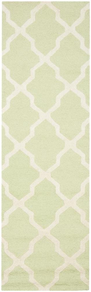 Safavieh CAM121B-212 Cambridge Mosaics 2 x 12 (ft) Tufted Wool Light Green/Ivory Rectangular Indoor Trellis Runner rug