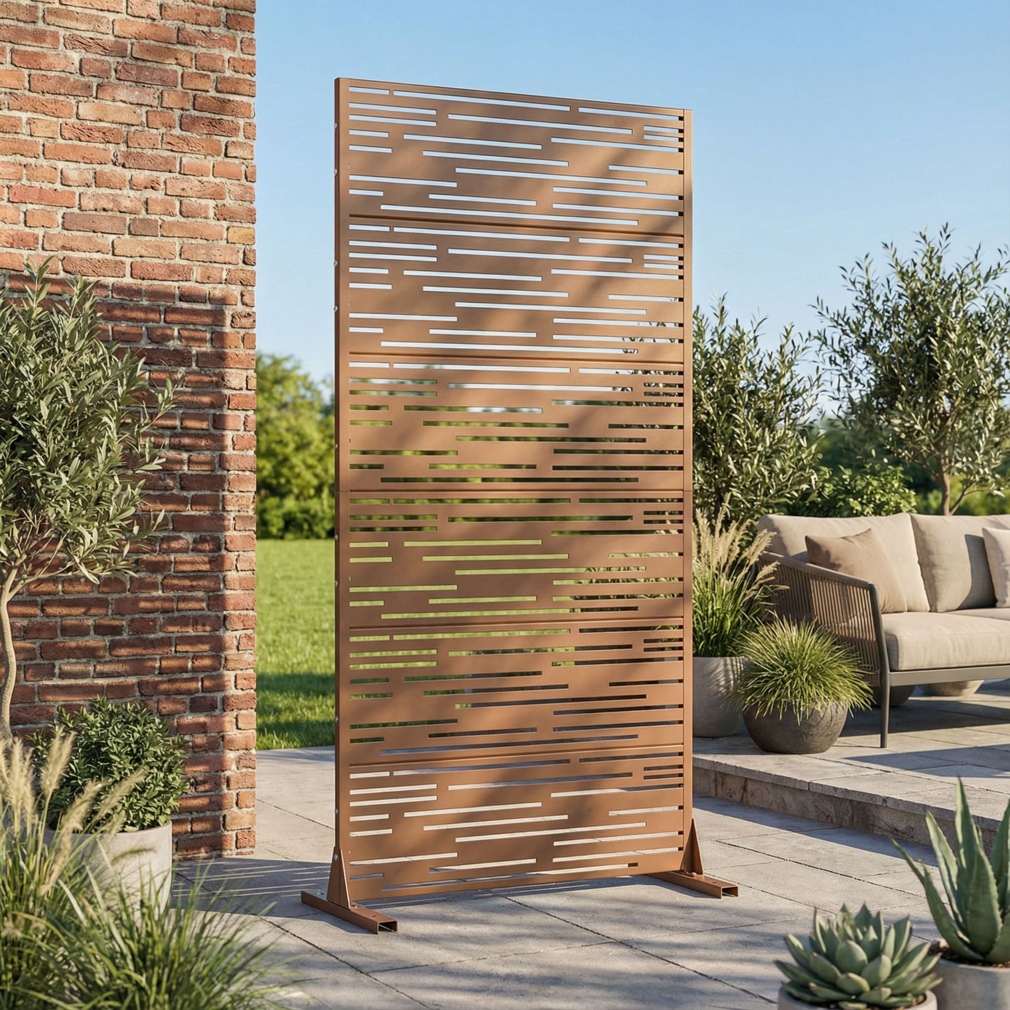 Wooakway - Metal Privacy Screen 72-in H x 35-in W Outdoor Privacy Screen for Patio Garden