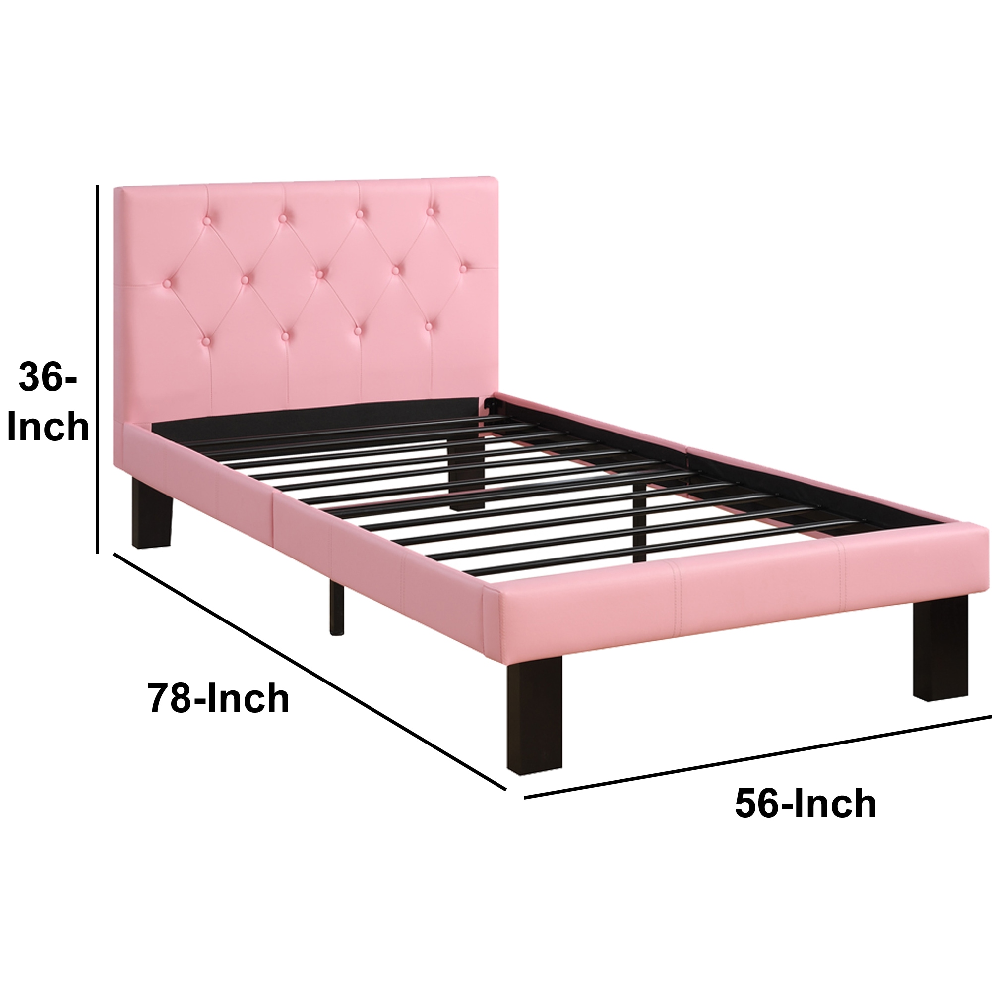Benzara Pink Full Upholstered Platform Bed in the Beds department 