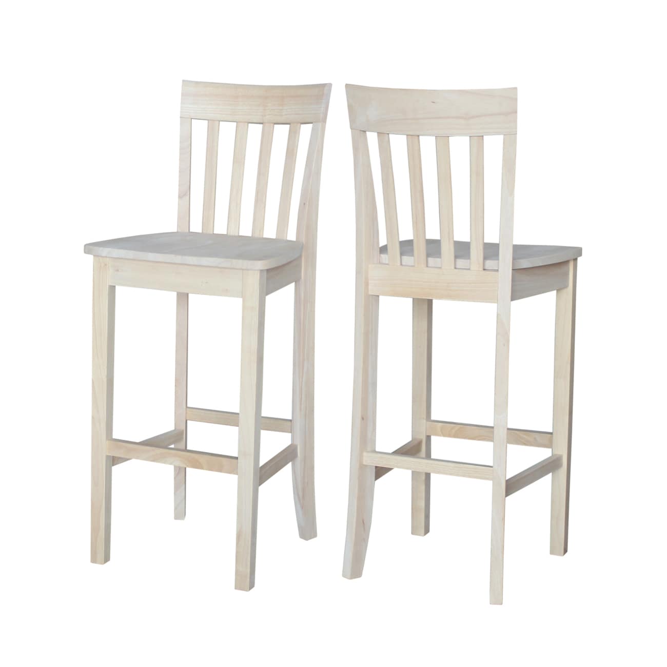 Solid Parawood Slatback Barstool 46" Unfinished Traditional Design