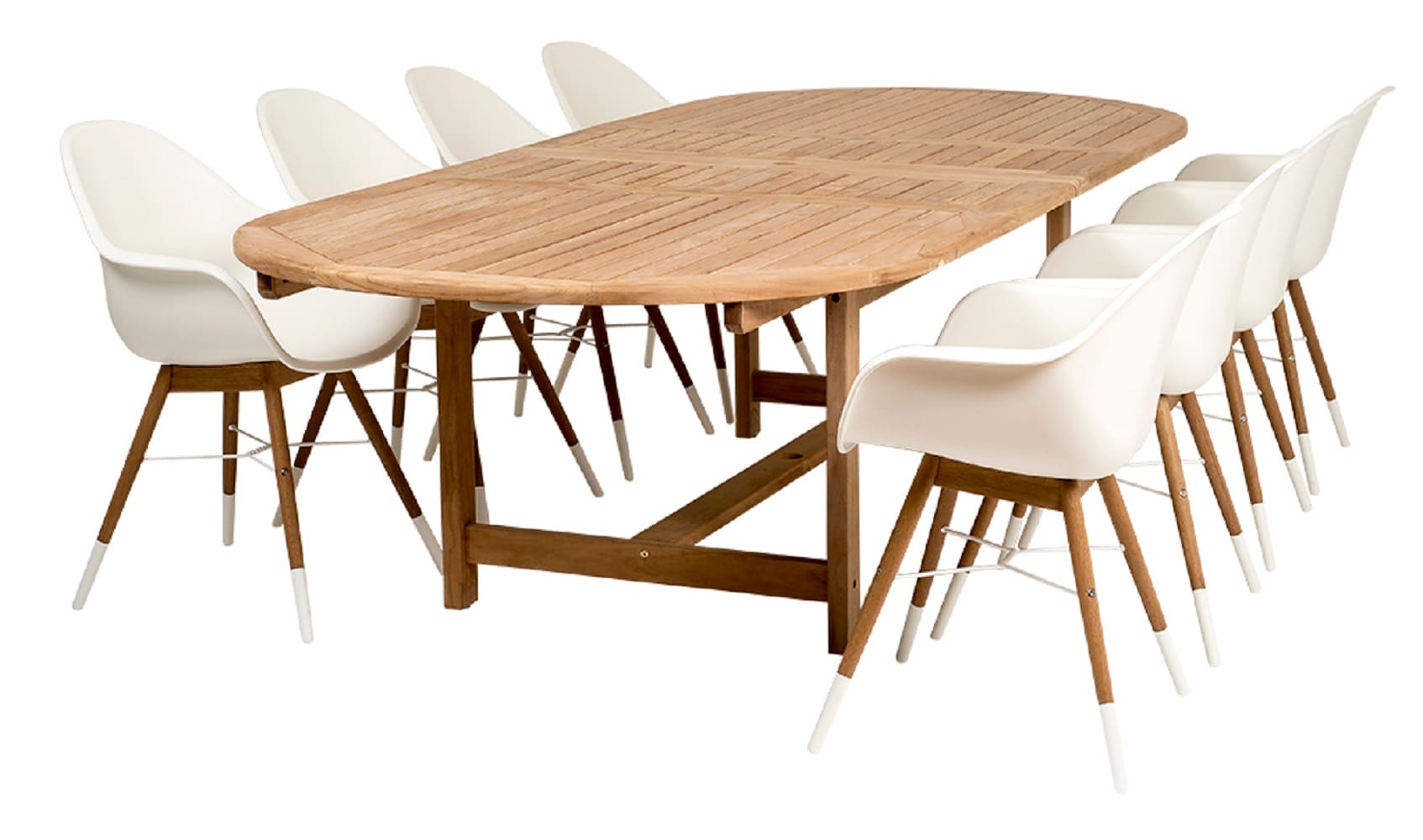 International Home EN-IH-CHARL9PC Amazonia teak 9 -Piece Brown Patio Dining Set Extendable Table Wood Rectangle Table with 8 Stationary Chairs