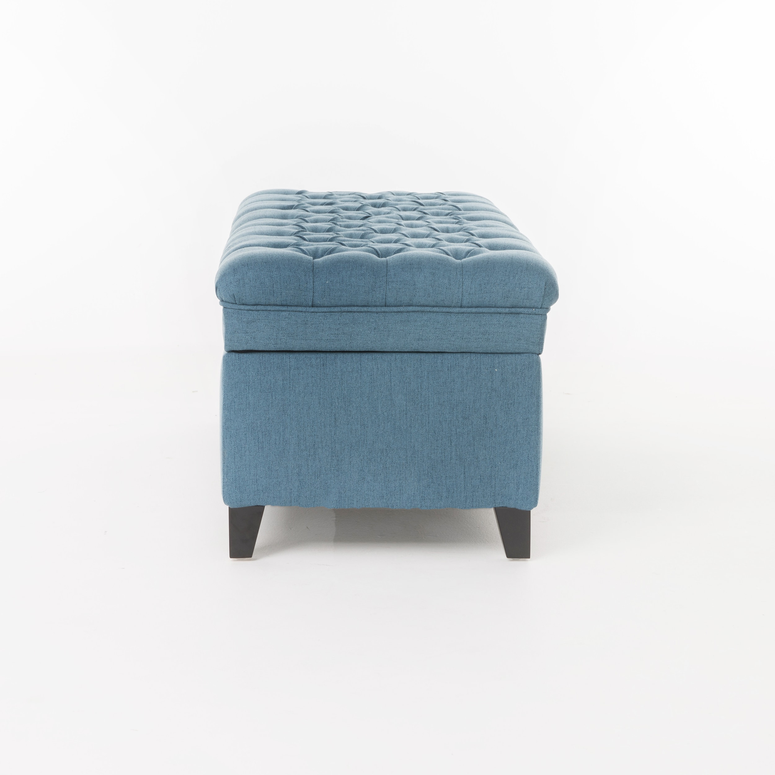 Juliana Oversized Blue Tufted Storage Ottoman Bench