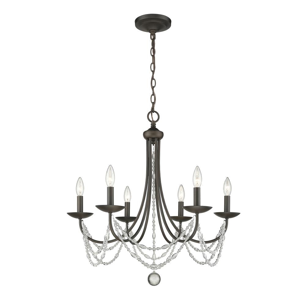 Mirabella 6-Light Rubbed Bronze and Crystal Chandelier