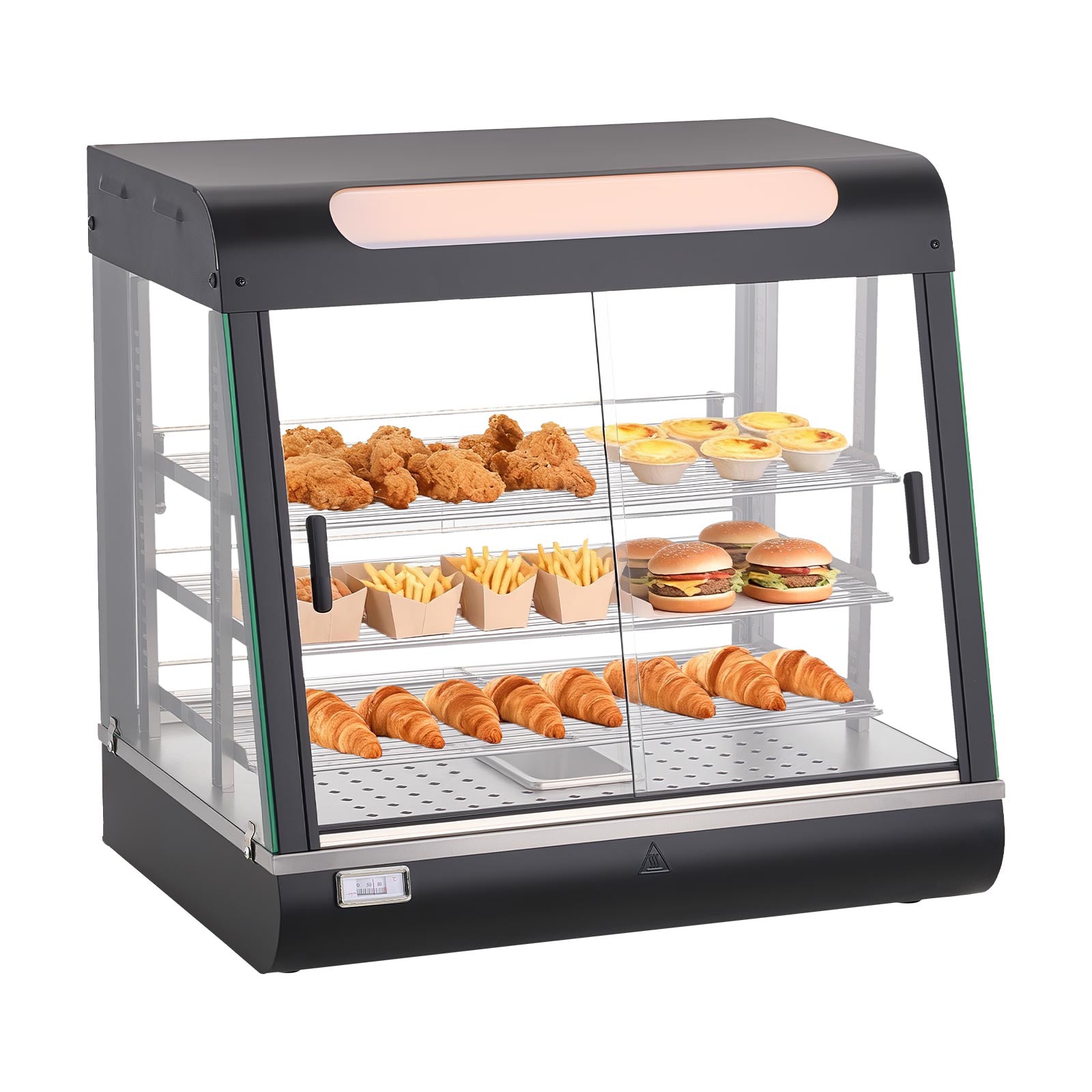 GIVIMO 3-Tier Commercial Food Warmer Display 1200W 106-qt Steam Heating Display Warmer with LED Light Adjustable Shelves and 86F to 185F Range for Bakery Cafe #LW038GIVSS1170