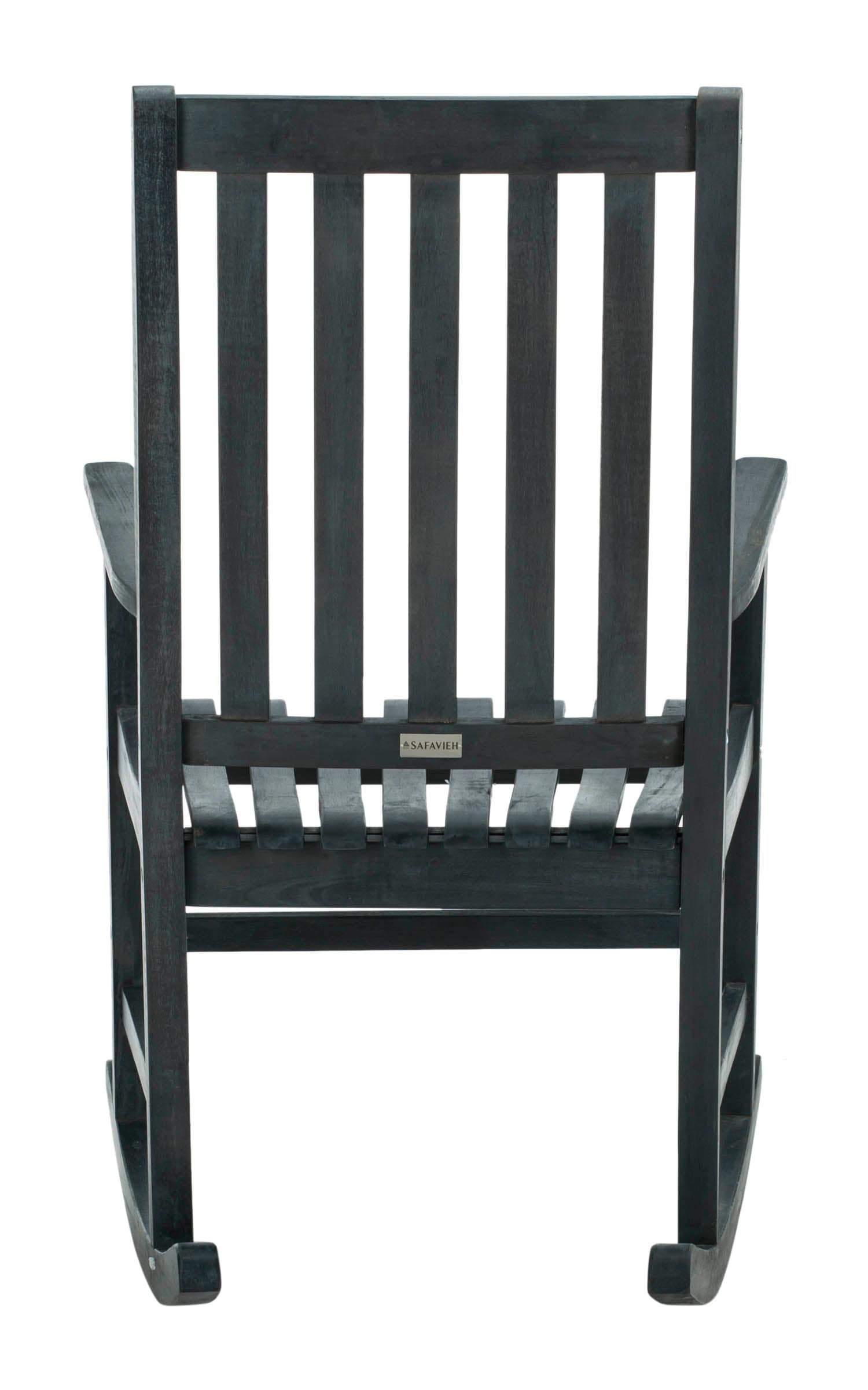 Safavieh PAT6707K Barstow Dark Slate Gray Wood Frame Rocking Chair with Slat Seat