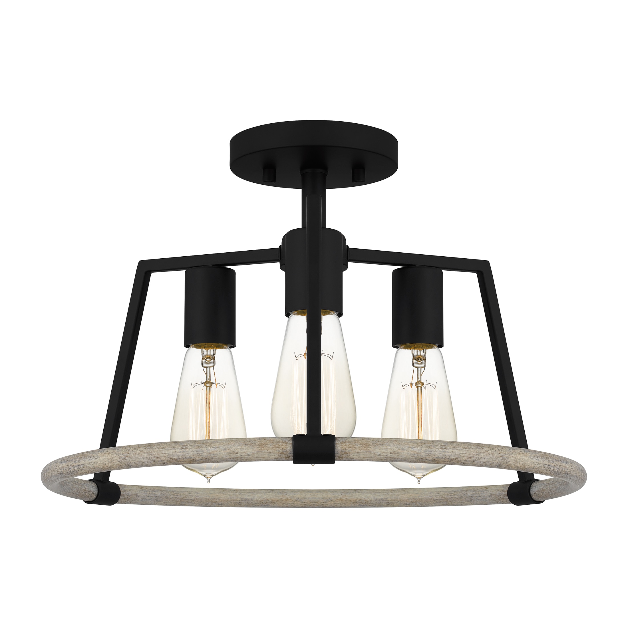 Quoizel TPT1716MBK Tippet 3-Light 16-in Matte Black Semi-Flush mount light