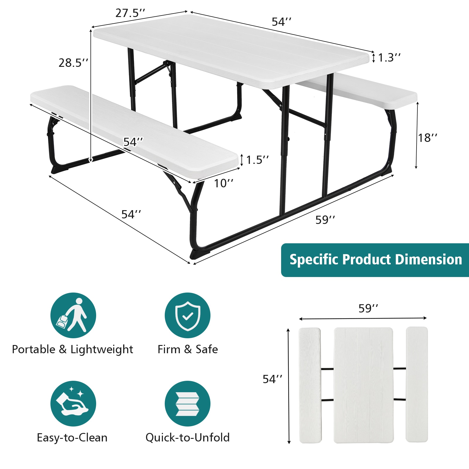 Slickblue D-CO-HW27607PO Picnic-Tables - Thumbnail View #4