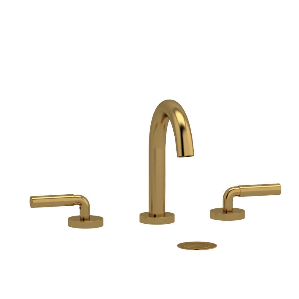 Riobel RU08LBG Riu Widespread Lavatory Faucet with C-Spout - Brushed Gold with Lever Handles