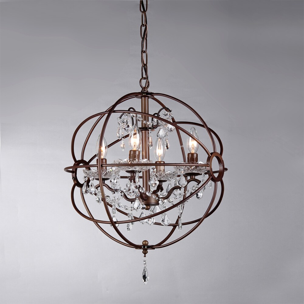 Edwards 17" Antique Bronze Crystal Candle Chandelier