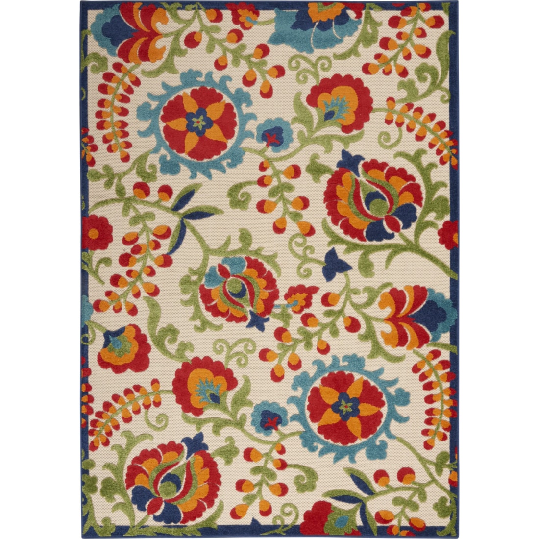 HomeRoots 4000384794 5 x 7 (ft) Polypropylene Multicolor Rectangular Indoor/Outdoor Floral Area rug