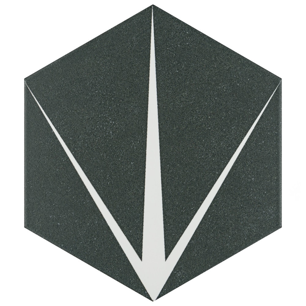 Affinity Tile S1FCDTRNX Sample- Trident Hex Nero 9-in x 10-in Satin Porcelain Hexagon Floor and Wall Tile