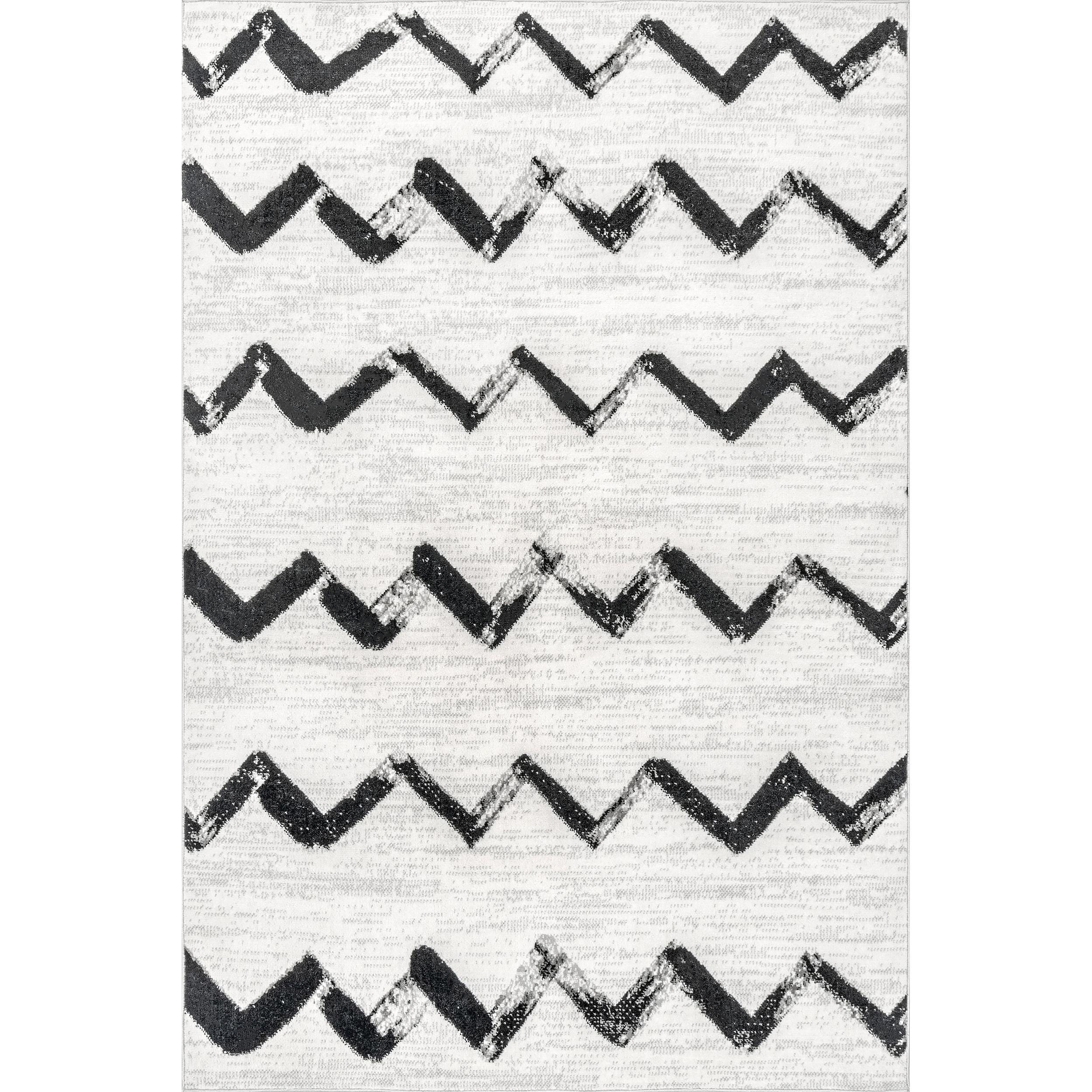 nuLOOM ECRK06A-206 2 x 6 (ft) Loomed Polypropylene Gray Rectangular Indoor Chevron Vintage Area rug