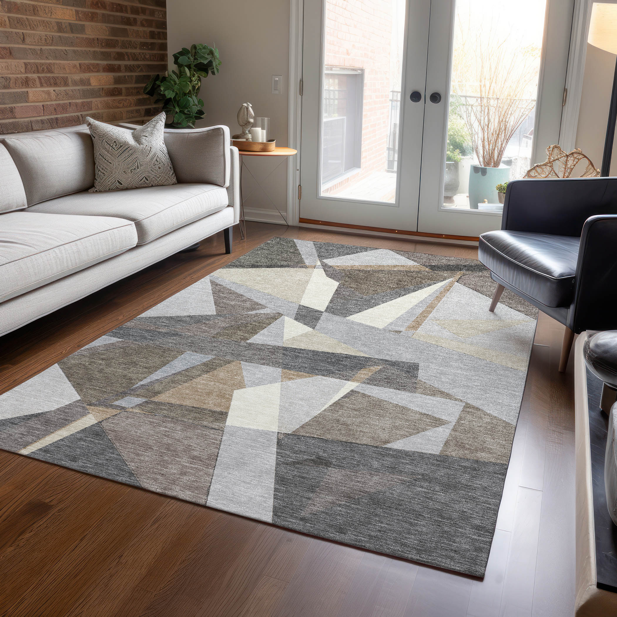 Addison Rugs ACN1613TP8X10 Chantille ACN1613TP 8 x 10 (ft) Polyester Taupe Rectangular Indoor/Outdoor Geometric Machine washable Area rug