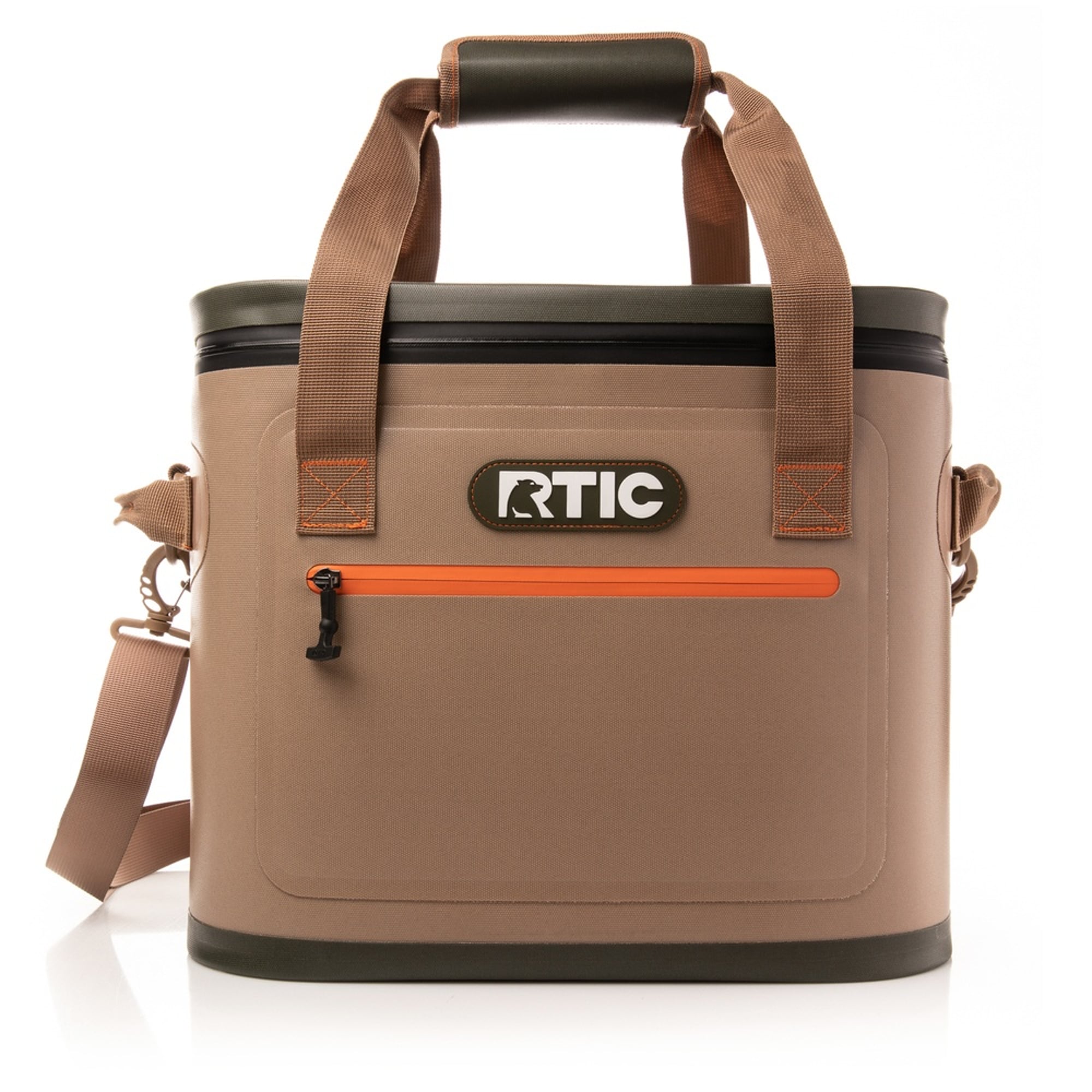 RTIC Can Koozie done in Brown/tan and Transparent Gold