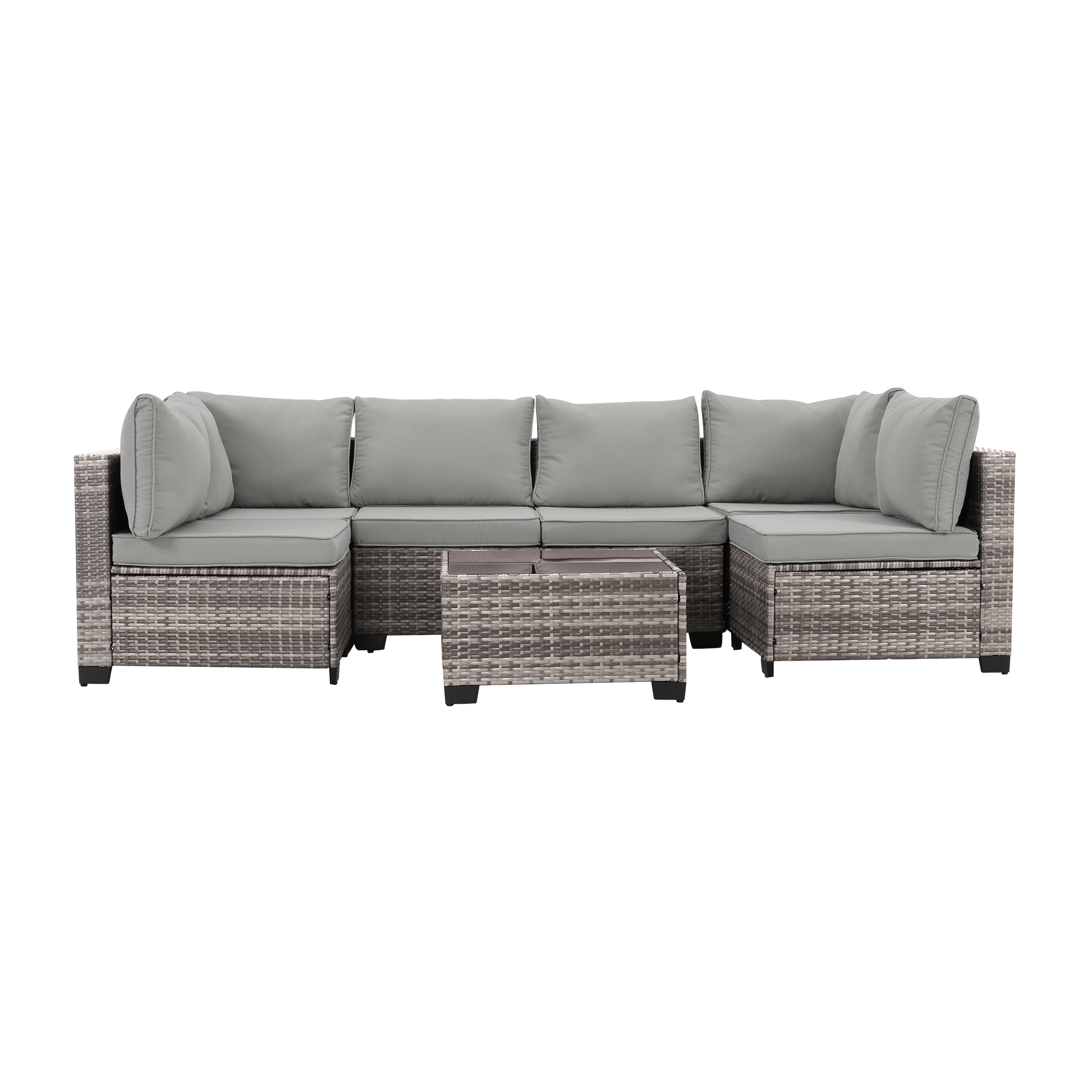 CESICIA R39-3P-YD 7 -Piece Wicker Patio Conversation Set with Gray Cushions