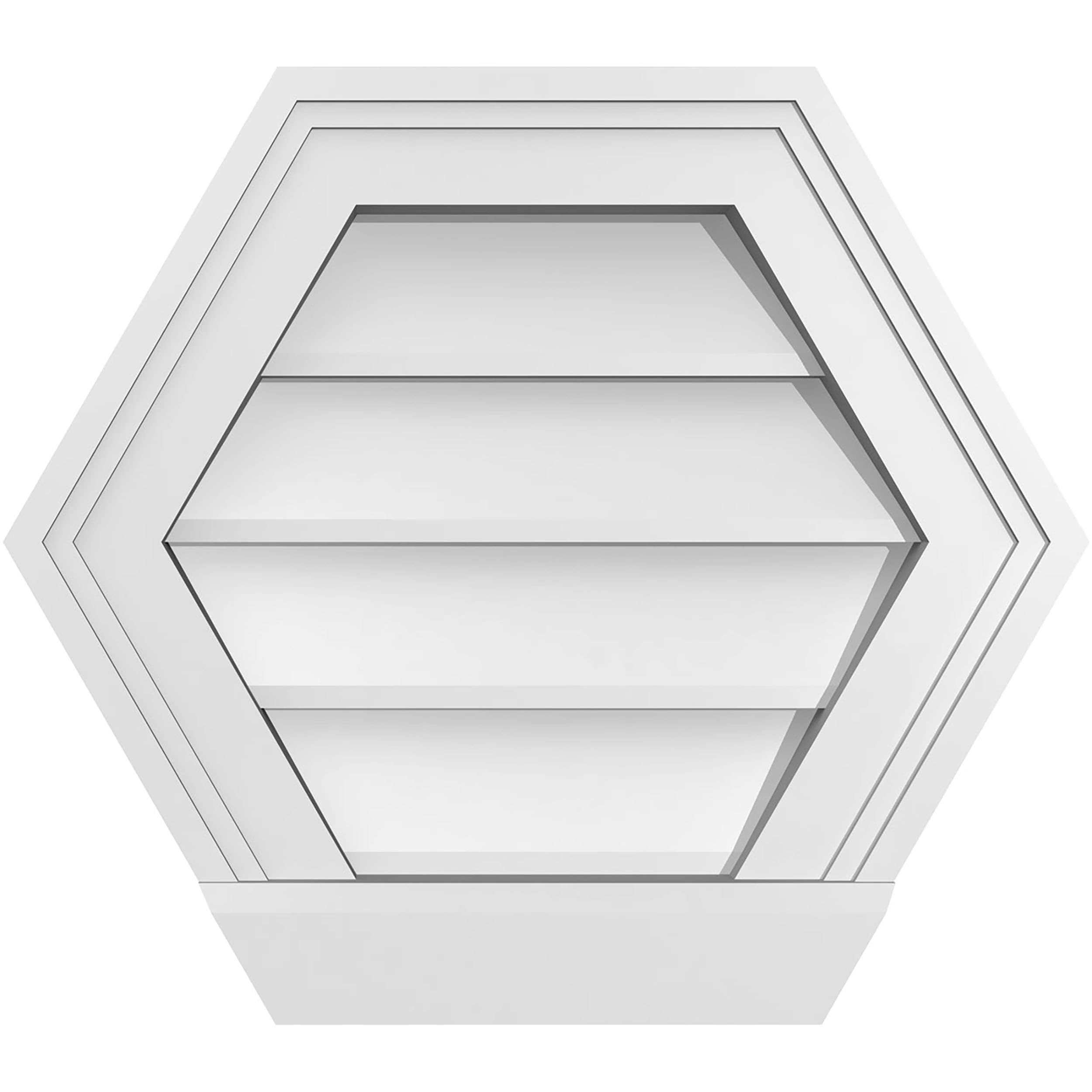 Ekena Millwork GVPHP16X1403SN 16-Inches x 14-Inches Off-white Peaked PVC Gable Louver Vent