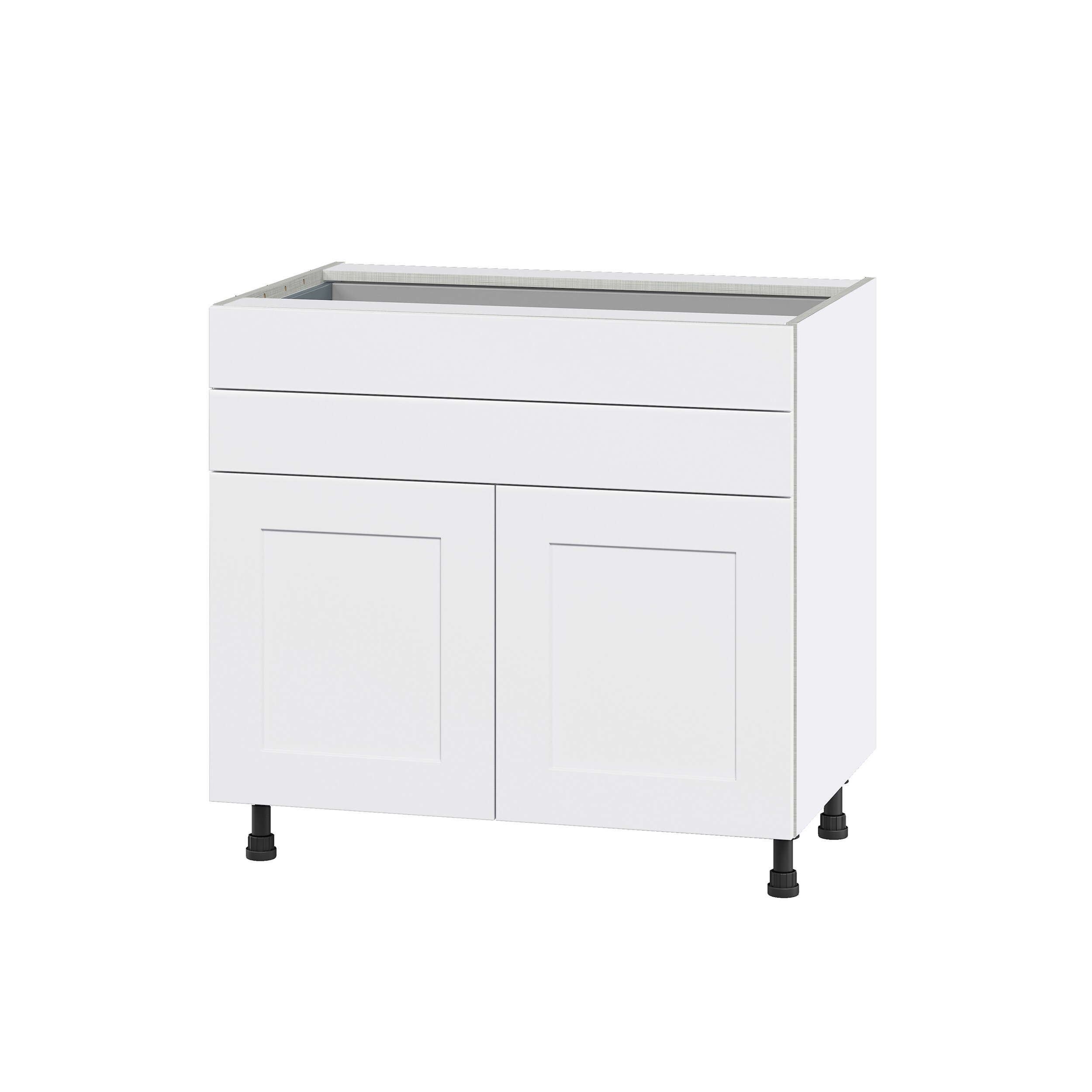 Hugo&Borg DSB36B-JO Jolie 36-in W x 34.5-in H x 24-in D Warm White 2 -Drawers Base Fully assembled Cabinet (Flat Panel Shaker)