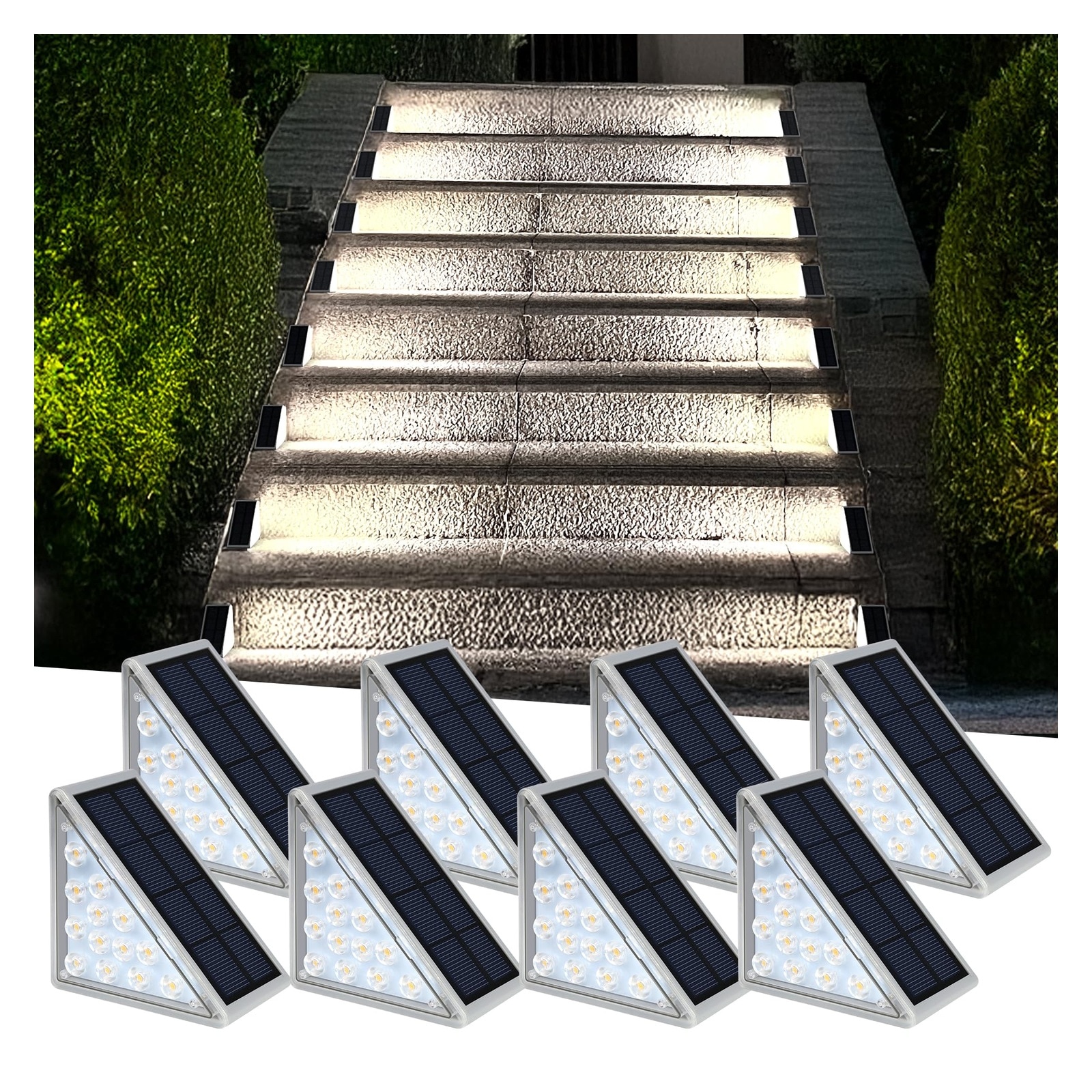 CYIKE  LED Solar Step Lights Waterproof Outdoor Stair Lights Solar Deck Lights Outdoor Decor IP67 Solar Lights for Yard Patio Garden Walkways