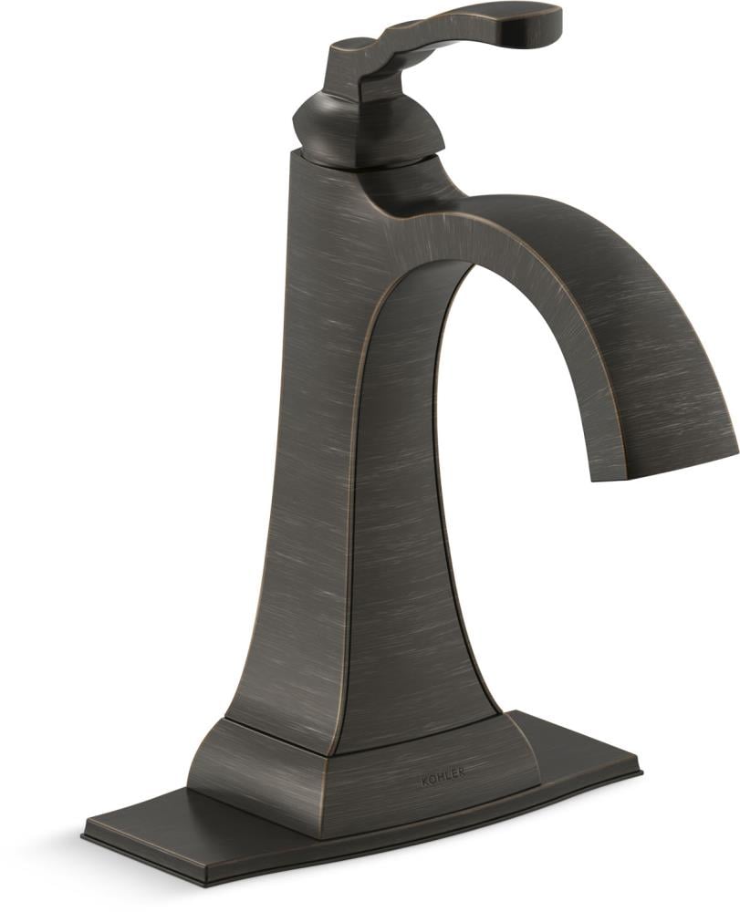 KOHLER R30996-4D-2BZ Ridgeport Oil-Rubbed Bronze Single hole 1-handle WaterSense High-arc Residential Handle Bathroom Sink Faucet with Drain with Deck Plate