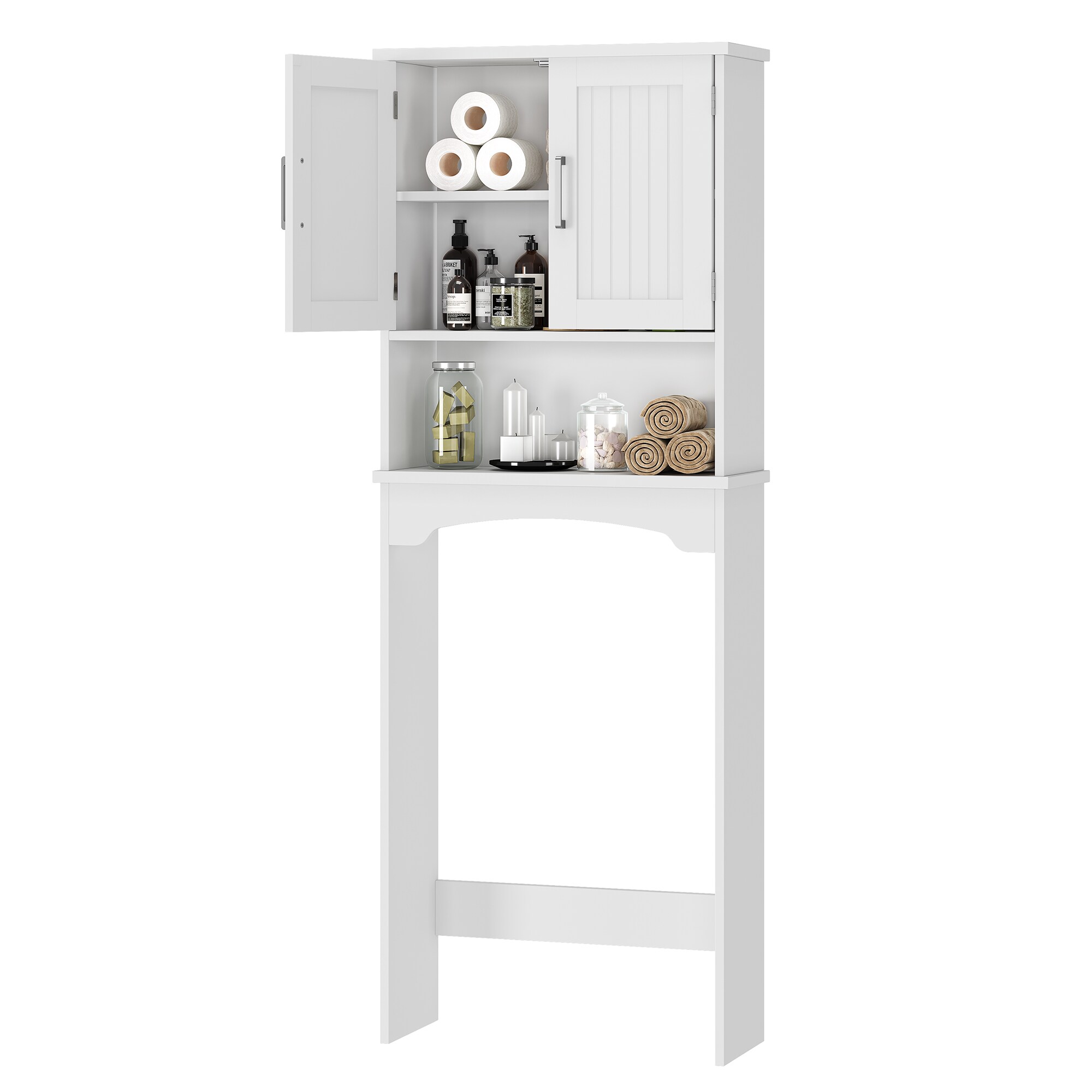 GarveeLife 65 Inch Tall Over The Toilet Storage Cabinet with Double Door and Open Shelf #C3HEYF2WRZS03YC