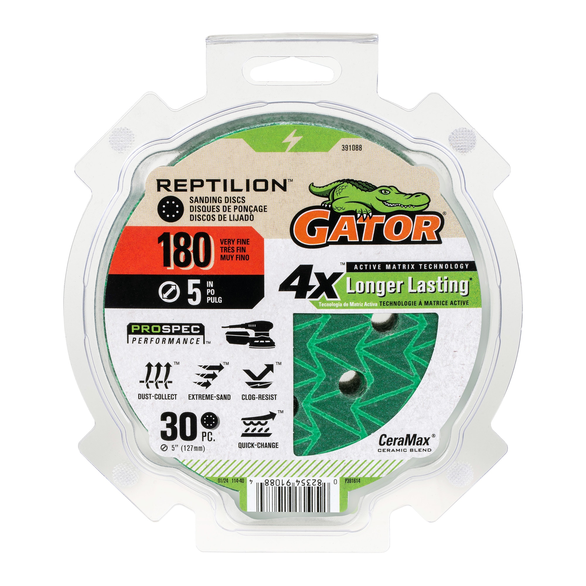 Gator 391088 Reptilion 30 -Piece Ceramic alumina 180 -Grit Disc Sandpaper