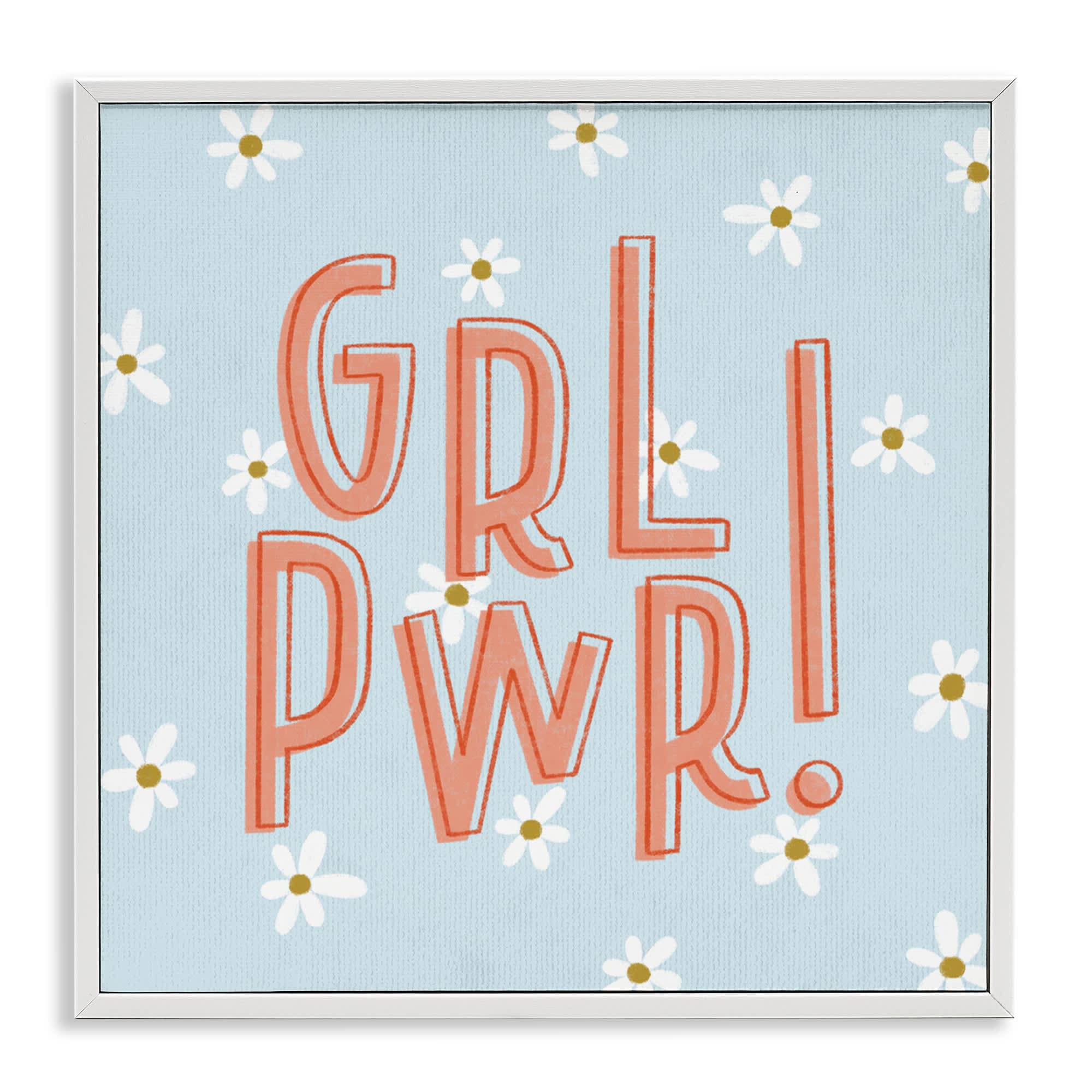 Stupell Industries BT-421-WFR-12X12 Girl Power with Daisy Patterns Framed Giclee design by Sarah Hickman