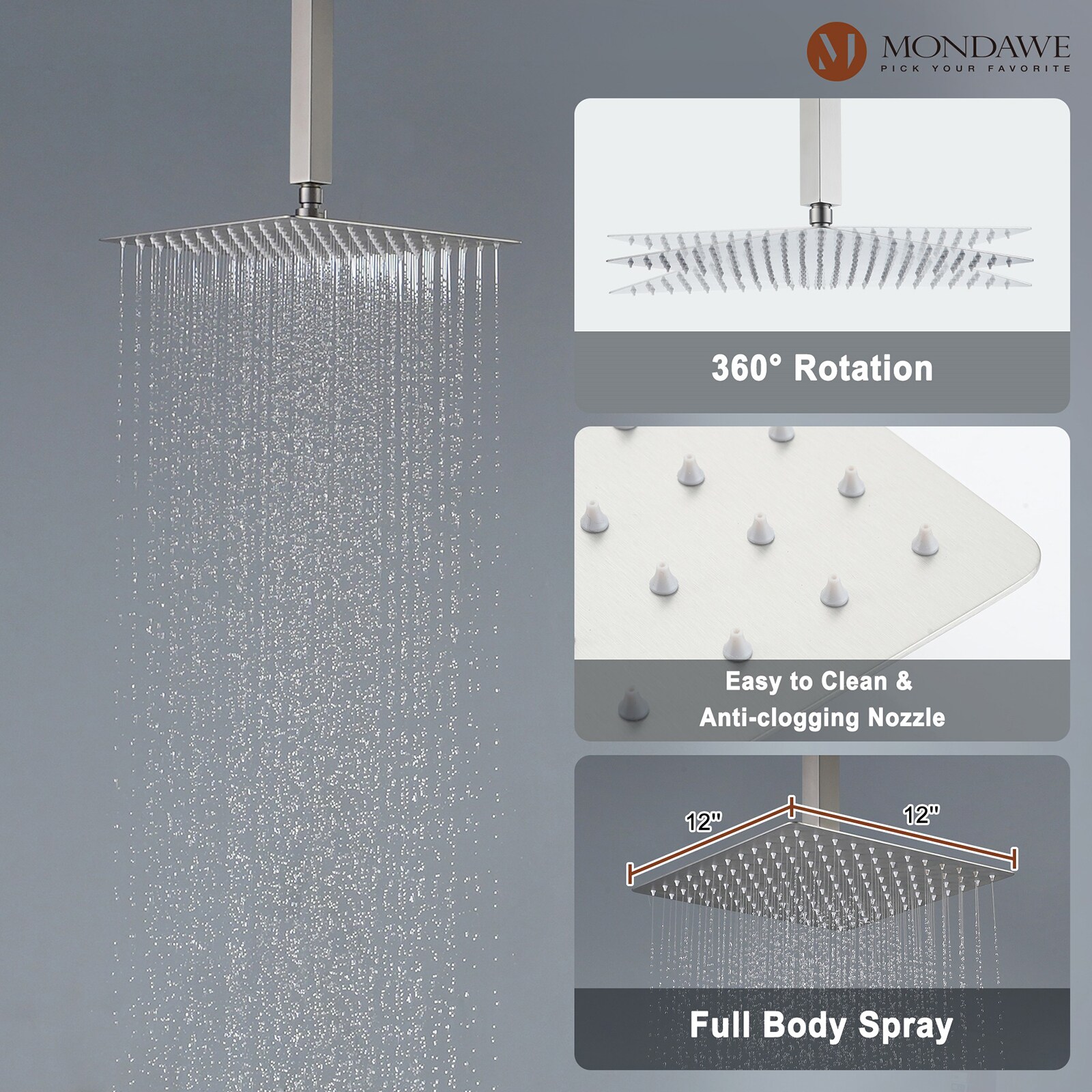 Mondawe MO-DT60591BG Showerhead-Bar-Panels - View #7