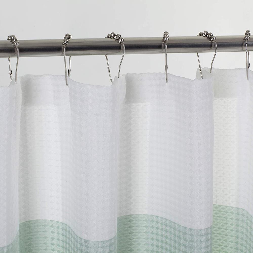 Dainty Home Waffle White 2pc Shower Curtain with Detachable Liner