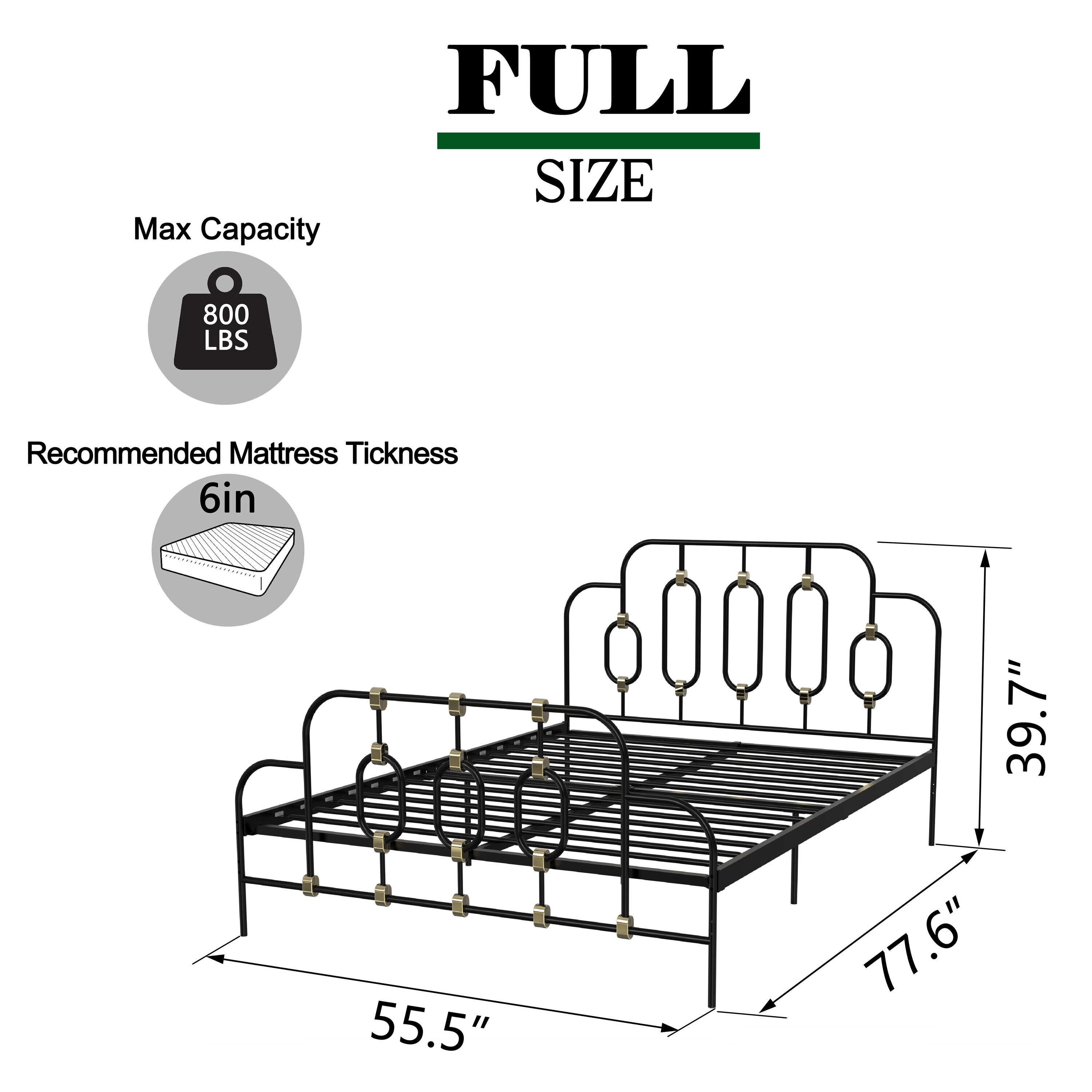 Siavonce Black Full Metal Bed frame Bed at Lowes.com