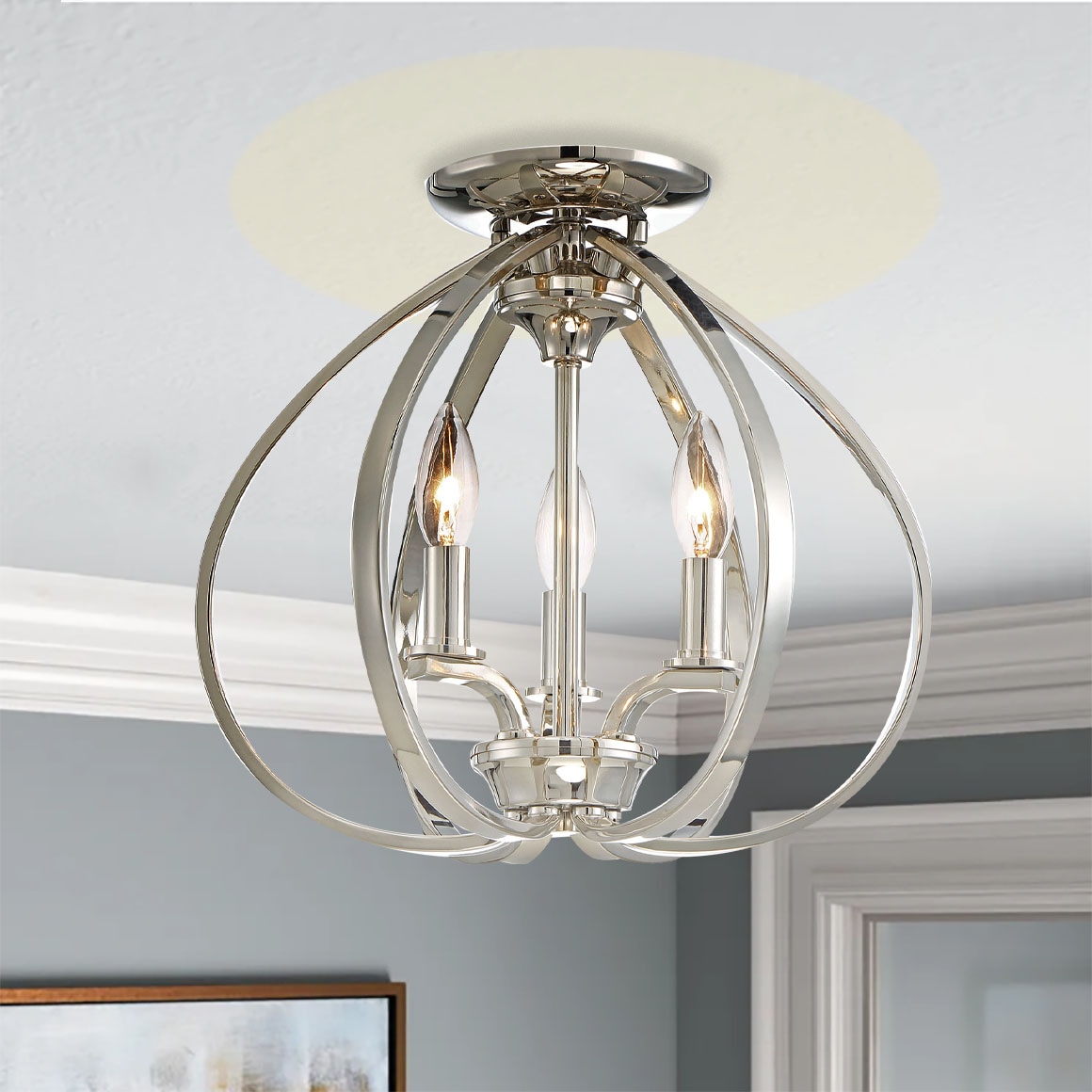 Nickel Polished Flush Mount Lighting at